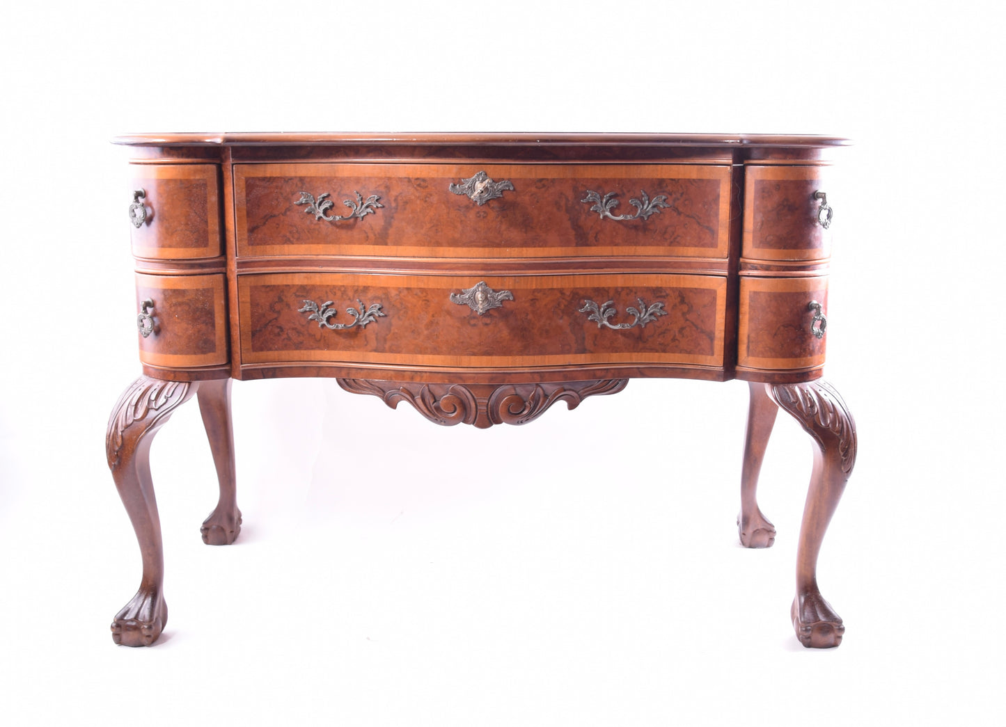 Komoda w stylu chippendale orzech 6 szuflad XX wiek 104x72x46 cm