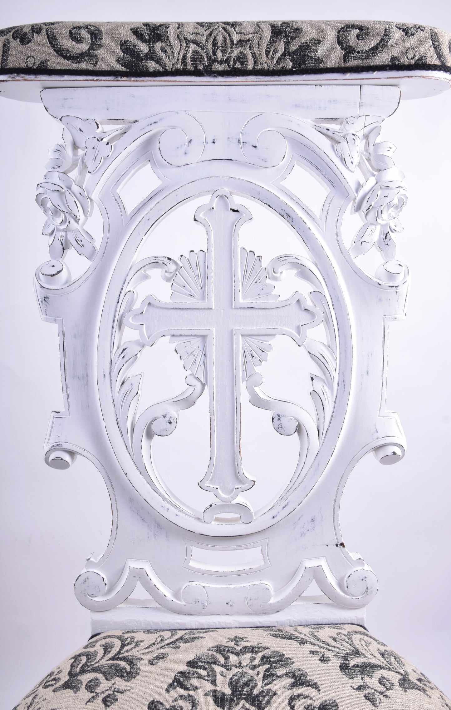 Klęcznik modlitewnik biały ozdobny XIX/XX w. 102 cm