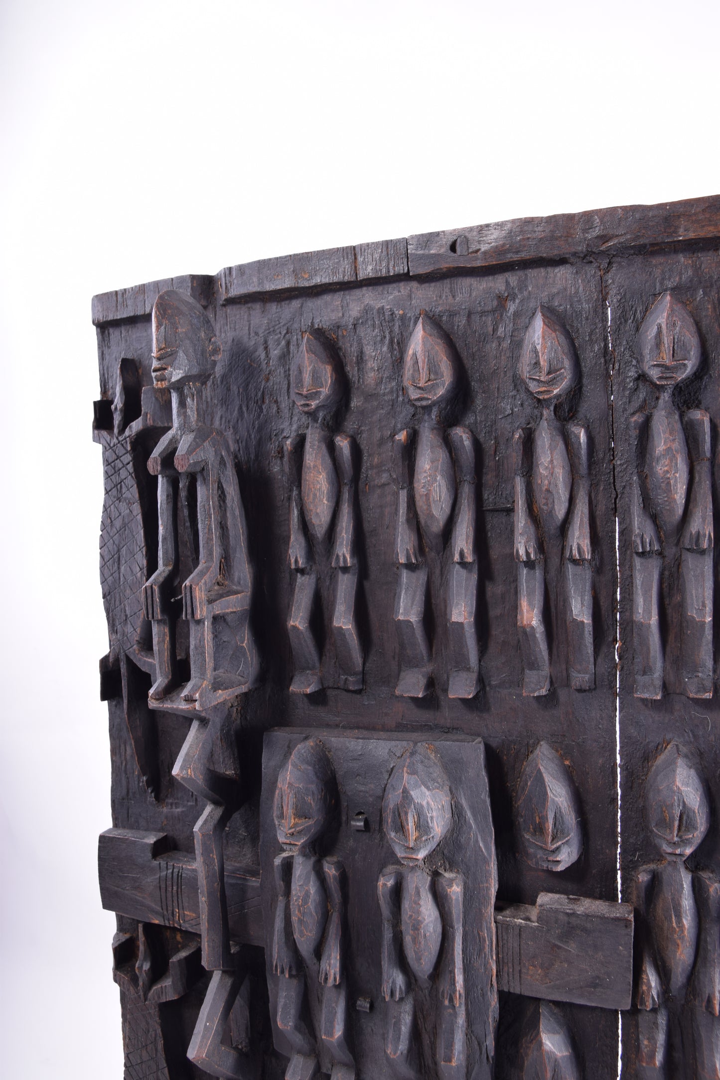 Drzwi rzeźbione Dogon Mali duże piękne w trówymiarze XX w 80x56x8cm