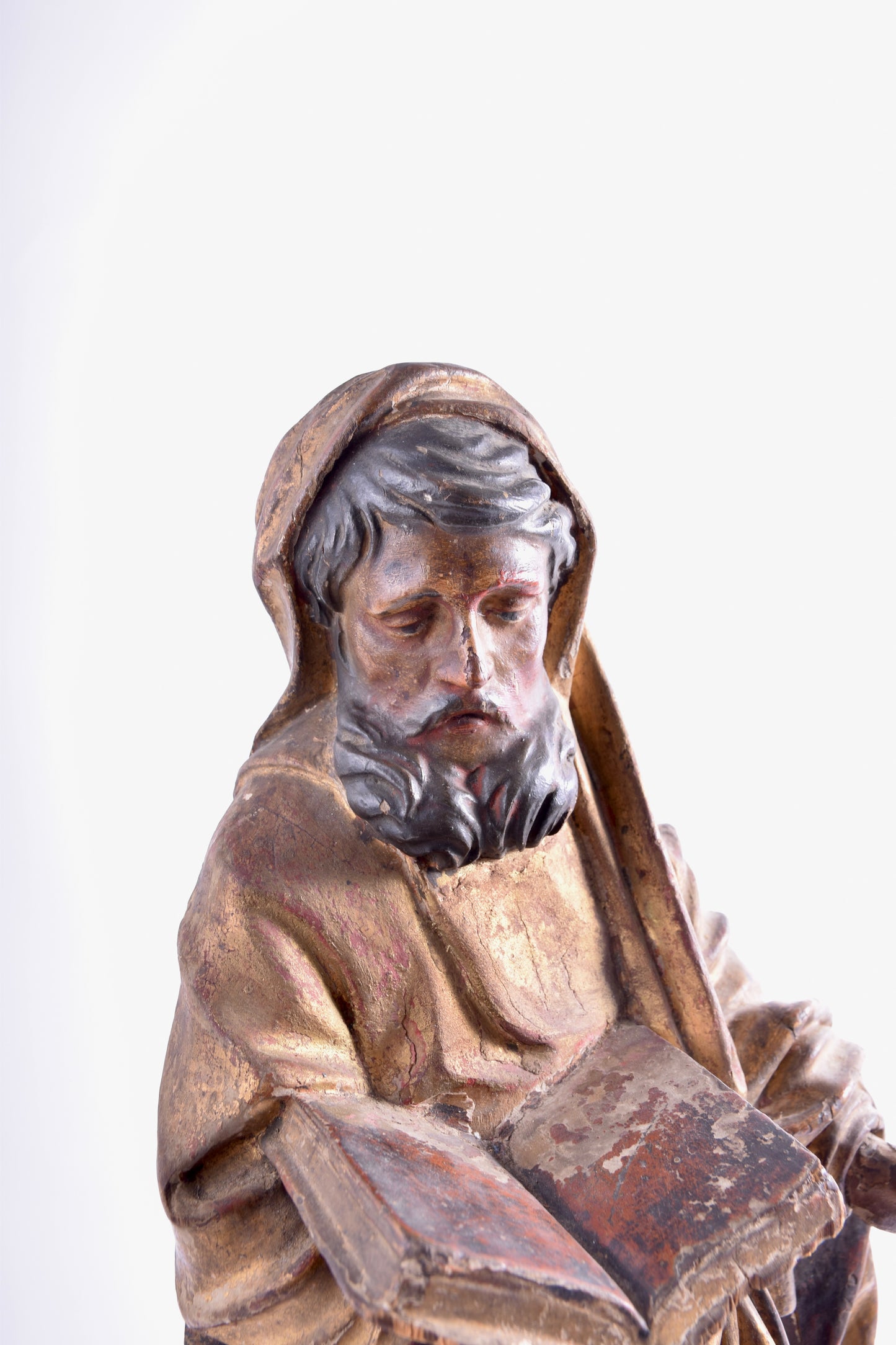 Barokowa rzeźba świętego z księgą, drewno polichromowane, XVII w.