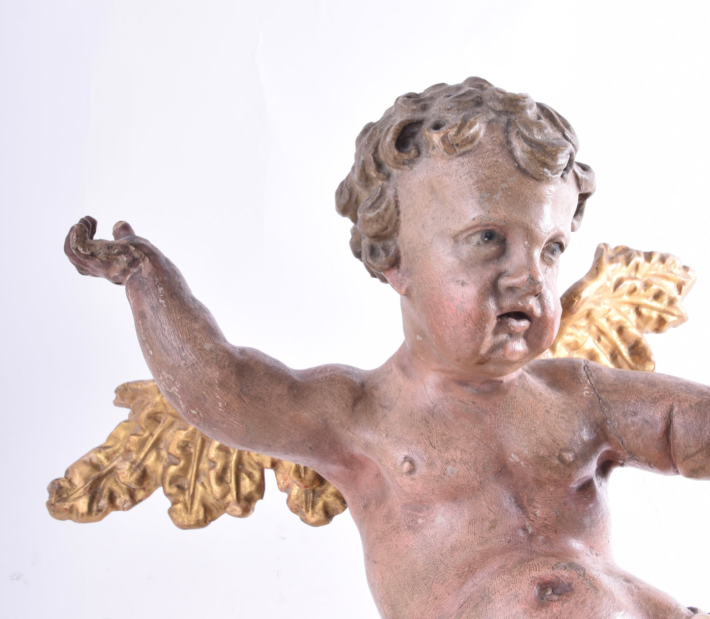 Anioł barokowy putto , drewno XVIII/pocz XIX wieku 40 cm