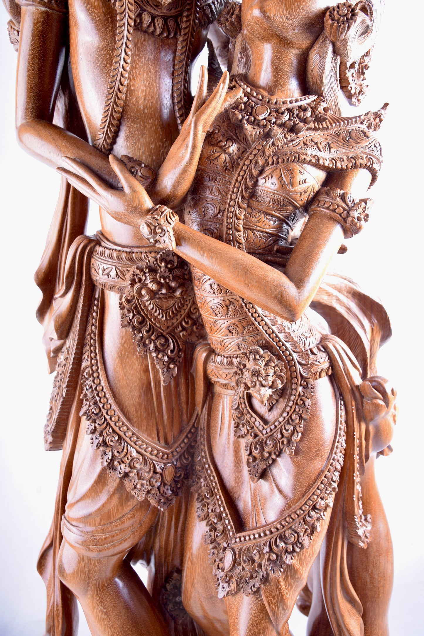 Rama i Sita rzeźba z Bali duża wysoka figura drewno 130 cm x 42 cm XX wiek