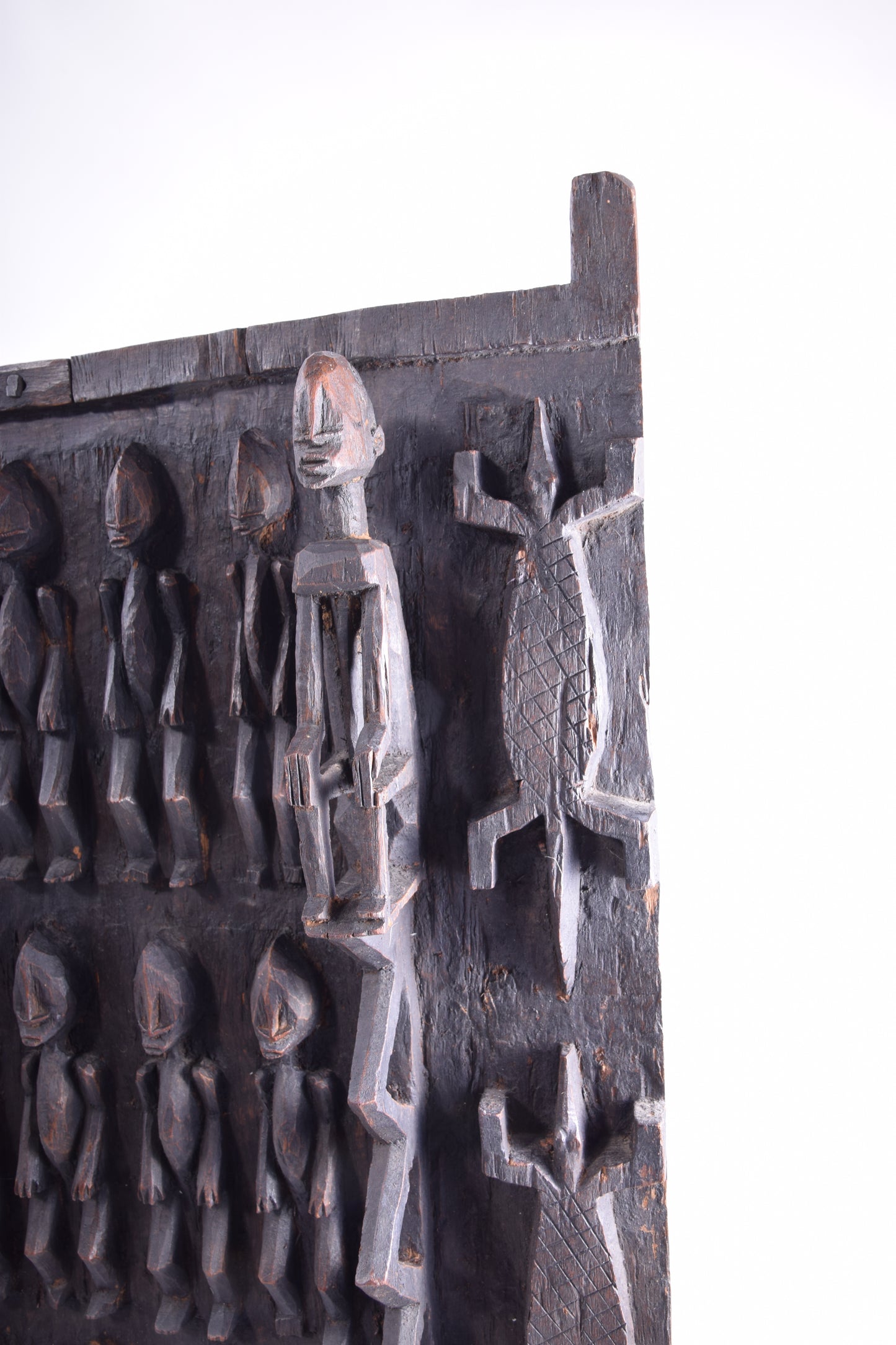 Drzwi rzeźbione Dogon Mali duże piękne w trówymiarze XX w 80x56x8cm