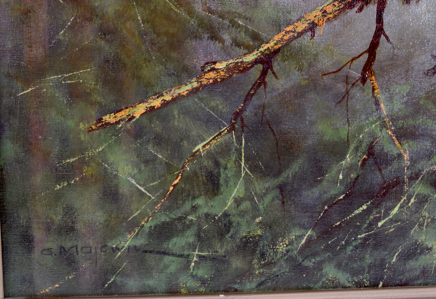 Georg Majewicz Tokujący głuszec olej na płótnie 73x62 cm