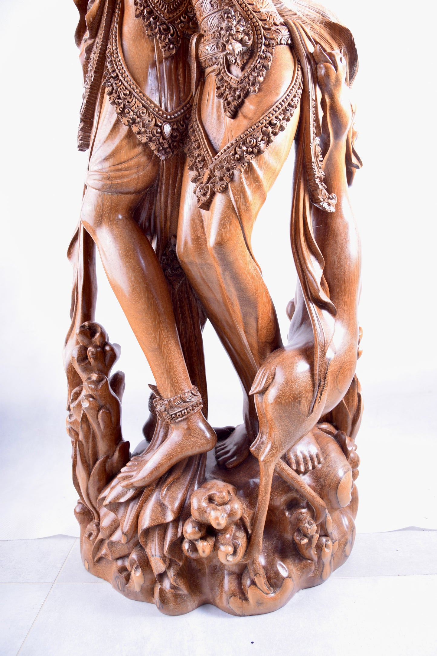 Rama i Sita rzeźba z Bali duża wysoka figura drewno 130 cm x 42 cm XX wiek