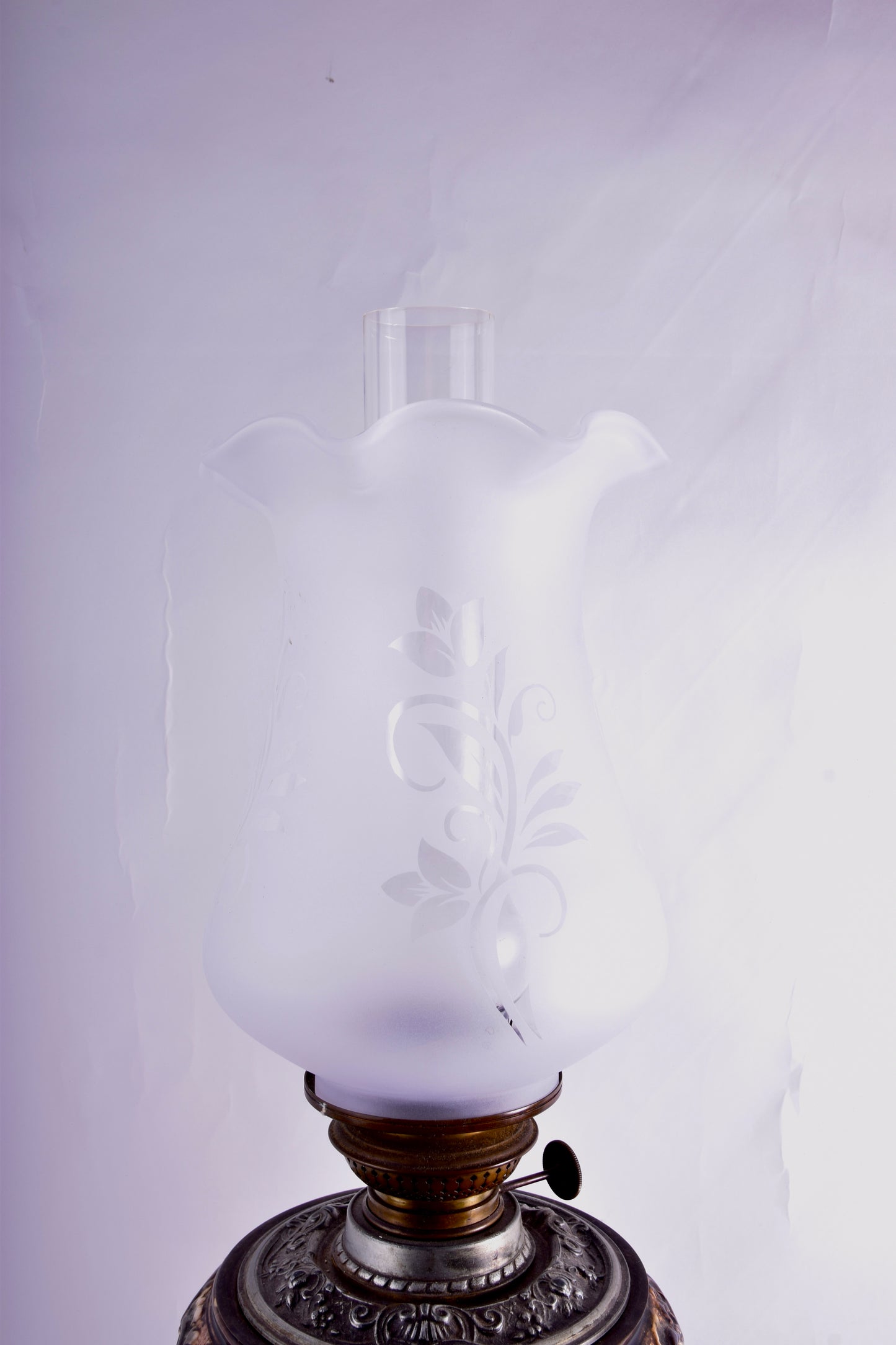 Antyczna lampa naftowa z majoliki – Alexandra 80 cm 1900 rok