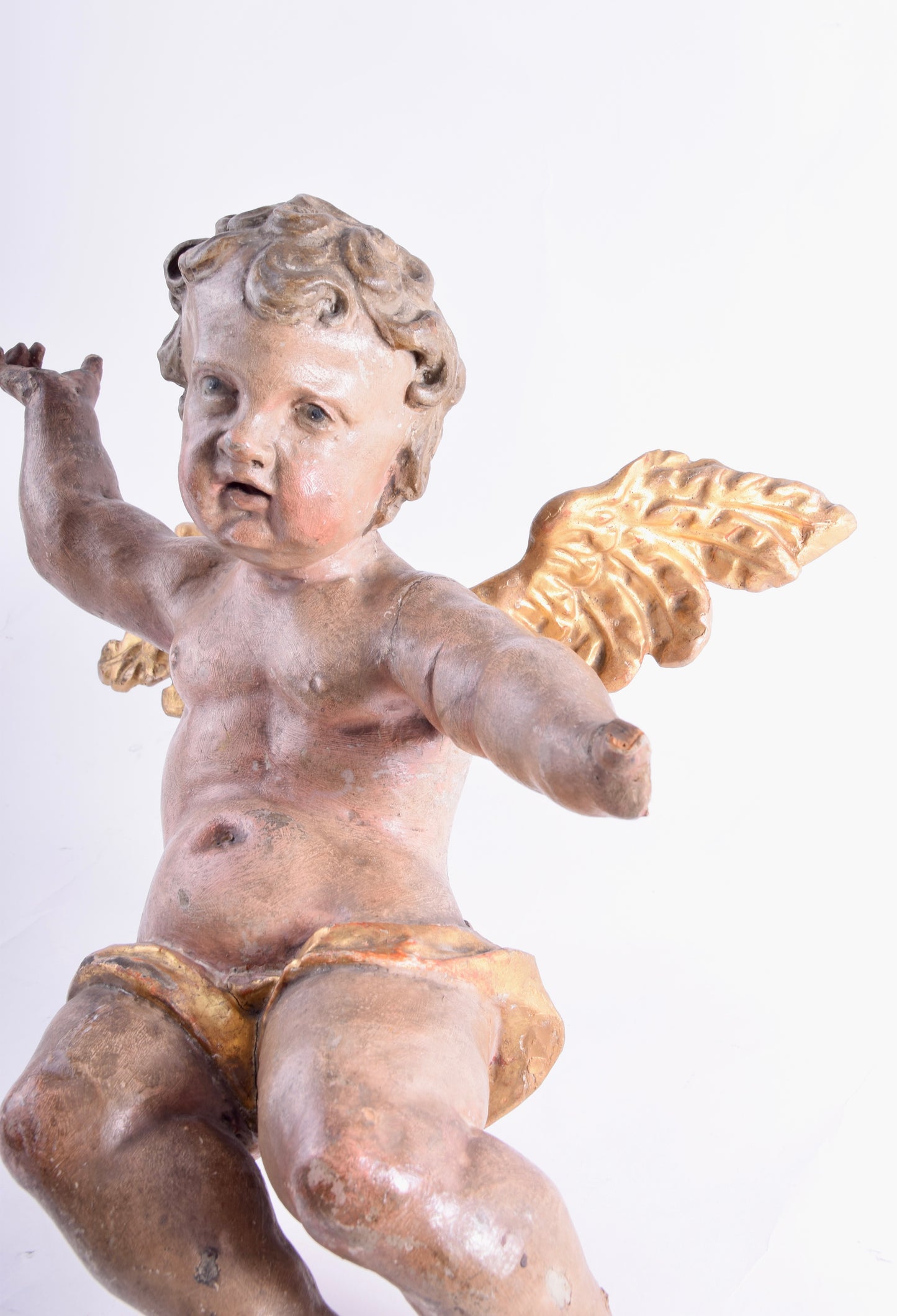 Anioł barokowy putto , drewno XVIII/pocz XIX wieku 40 cm