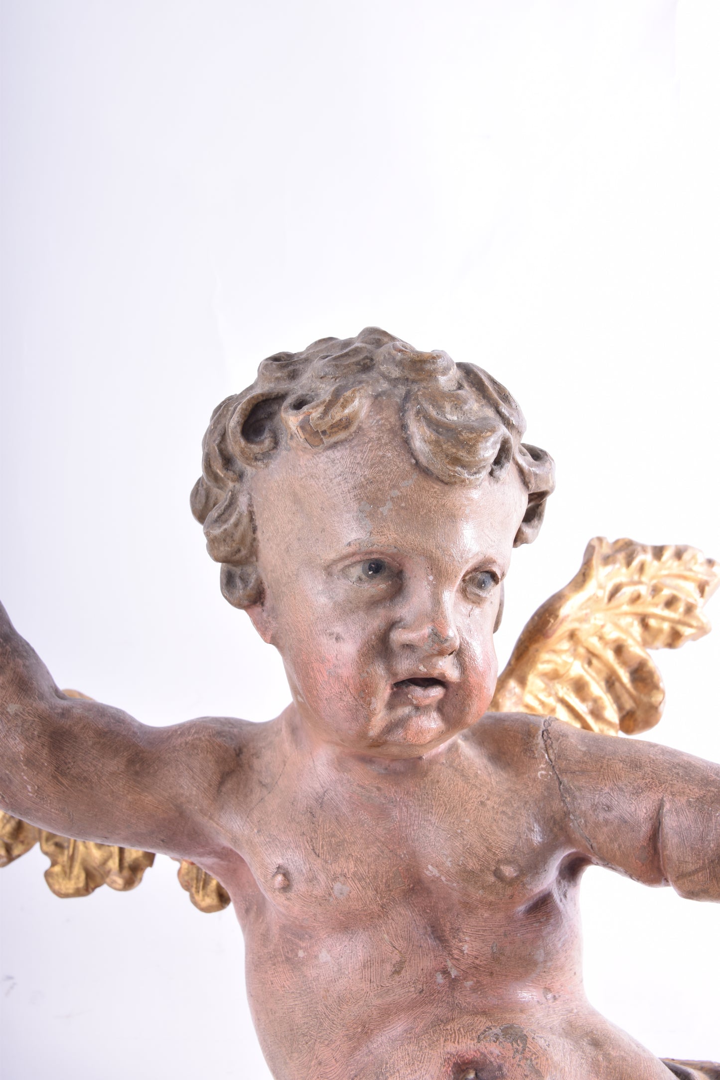 Anioł barokowy putto , drewno XVIII/pocz XIX wieku 40 cm