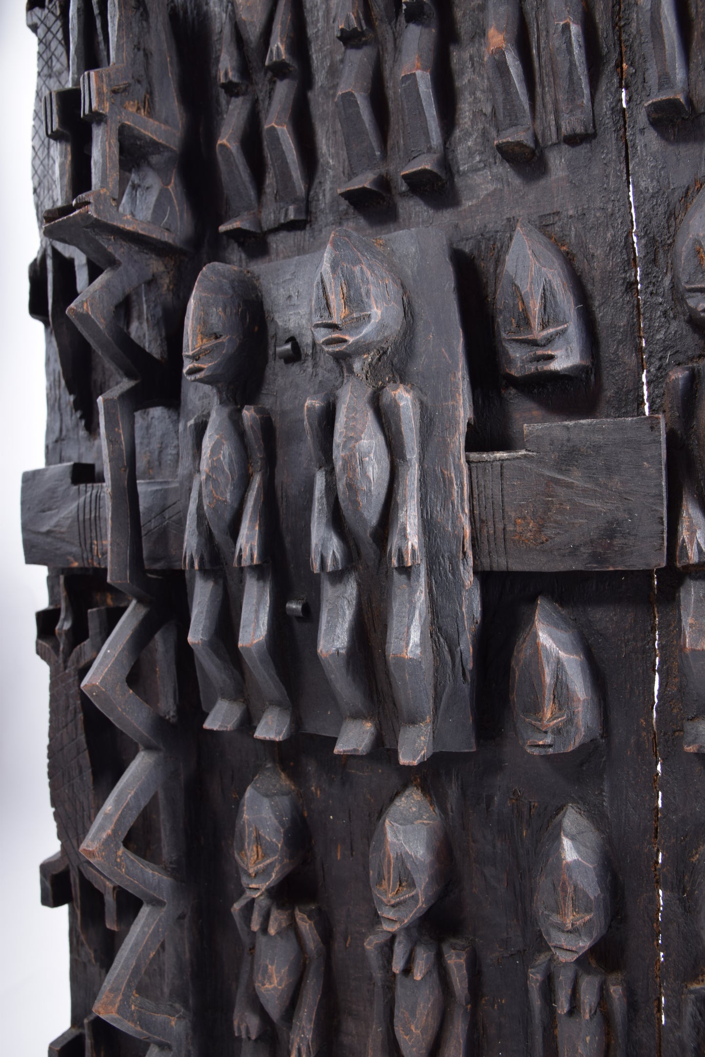 Drzwi rzeźbione Dogon Mali duże piękne w trówymiarze XX w 80x56x8cm