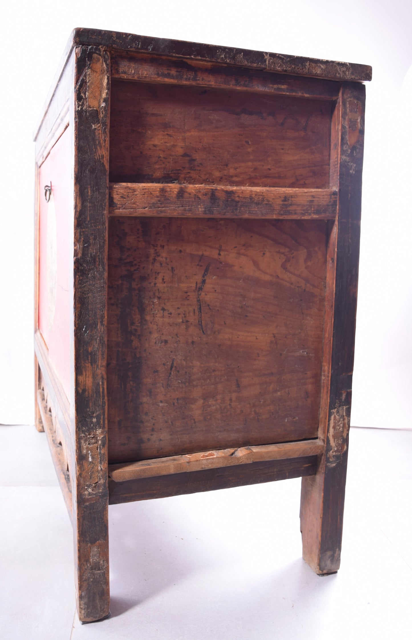 Sztuka Chin oryginalna komoda w pięknej czerwieni 97x97x47 cm