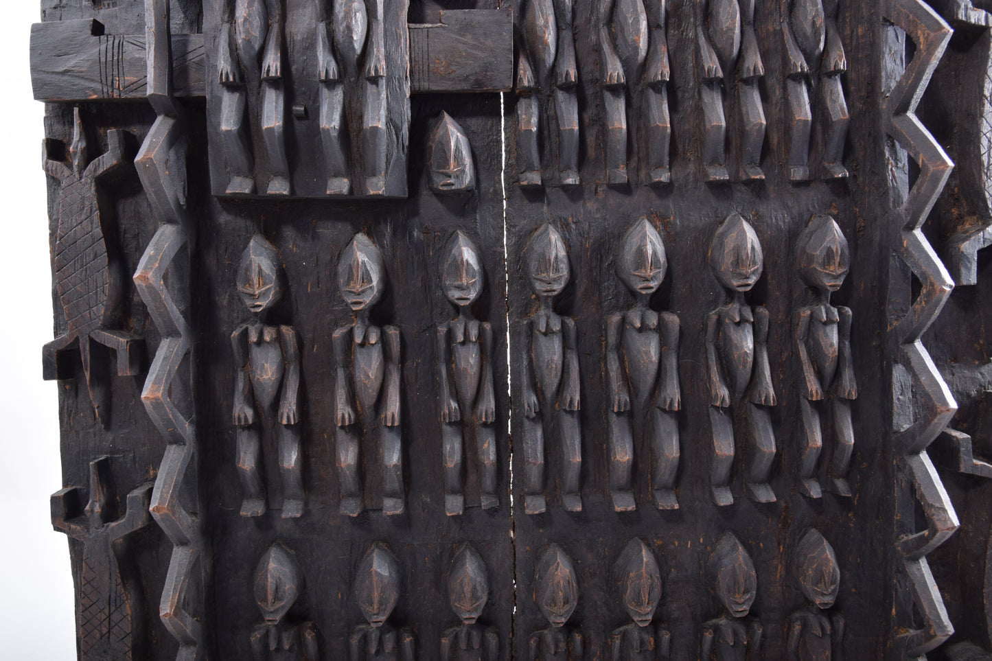Drzwi rzeźbione Dogon Mali duże piękne w trówymiarze XX w 80x56x8cm