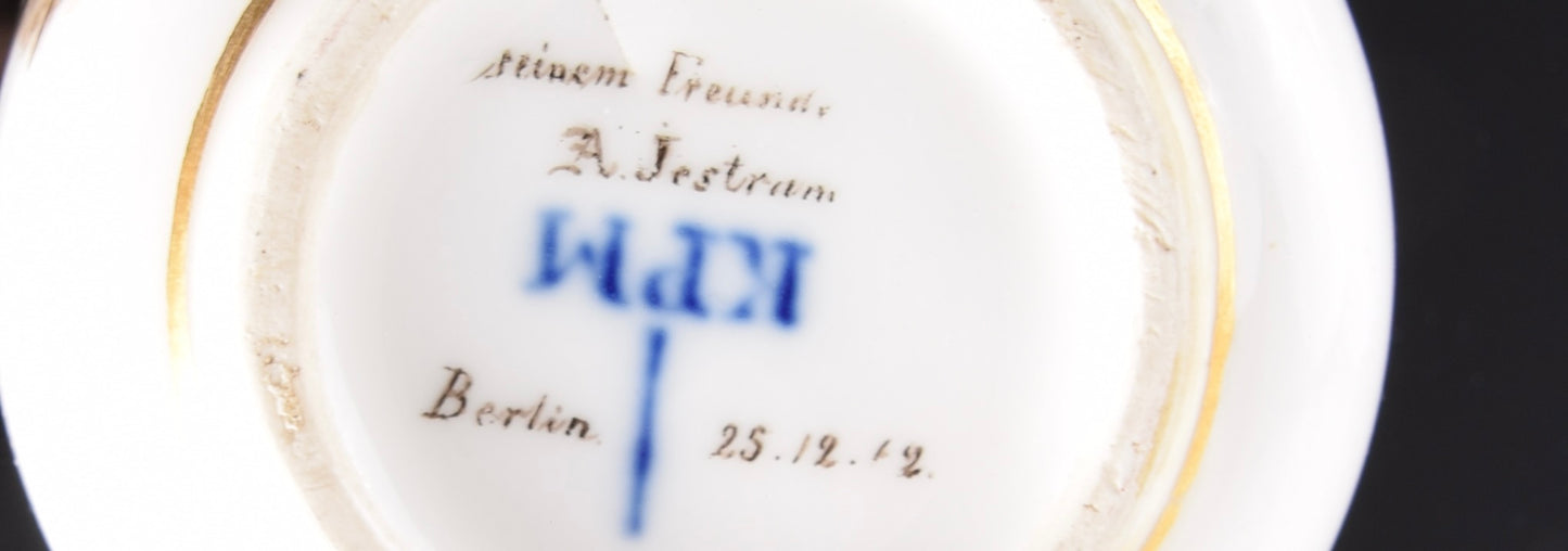 Duży kubek z talerzykiem unikatowy malowany ręcznie Wałbrzych 1862r.
