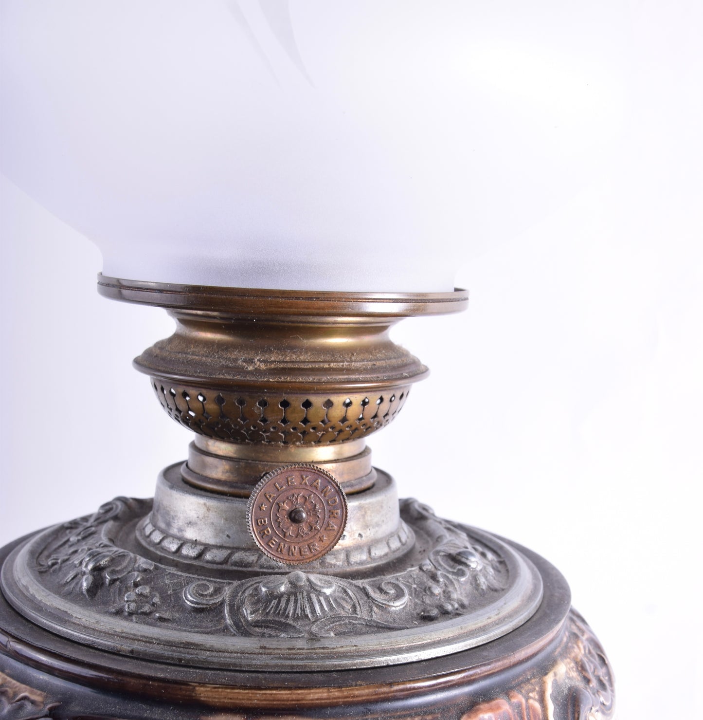 Antyczna lampa naftowa z majoliki – Alexandra 80 cm 1900 rok