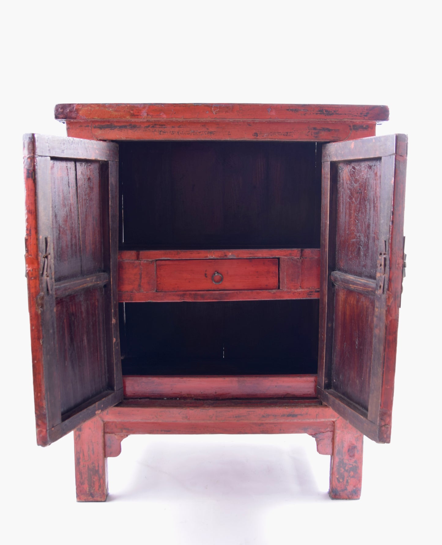 Sztuka Chin prosta stara komódka czerwona XIX wiek 83x66x38 cm