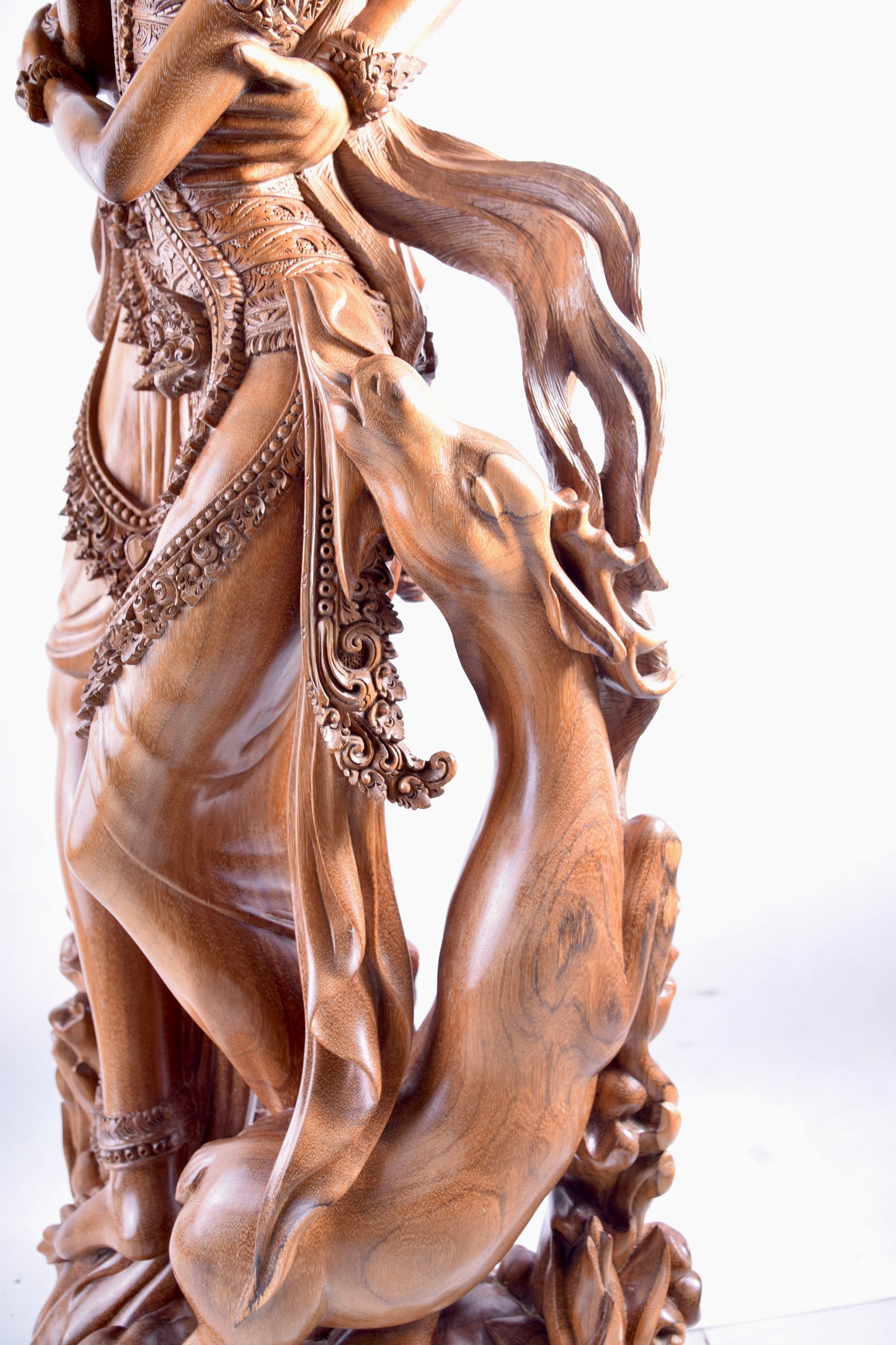 Rama i Sita rzeźba z Bali duża wysoka figura drewno 130 cm x 42 cm XX wiek