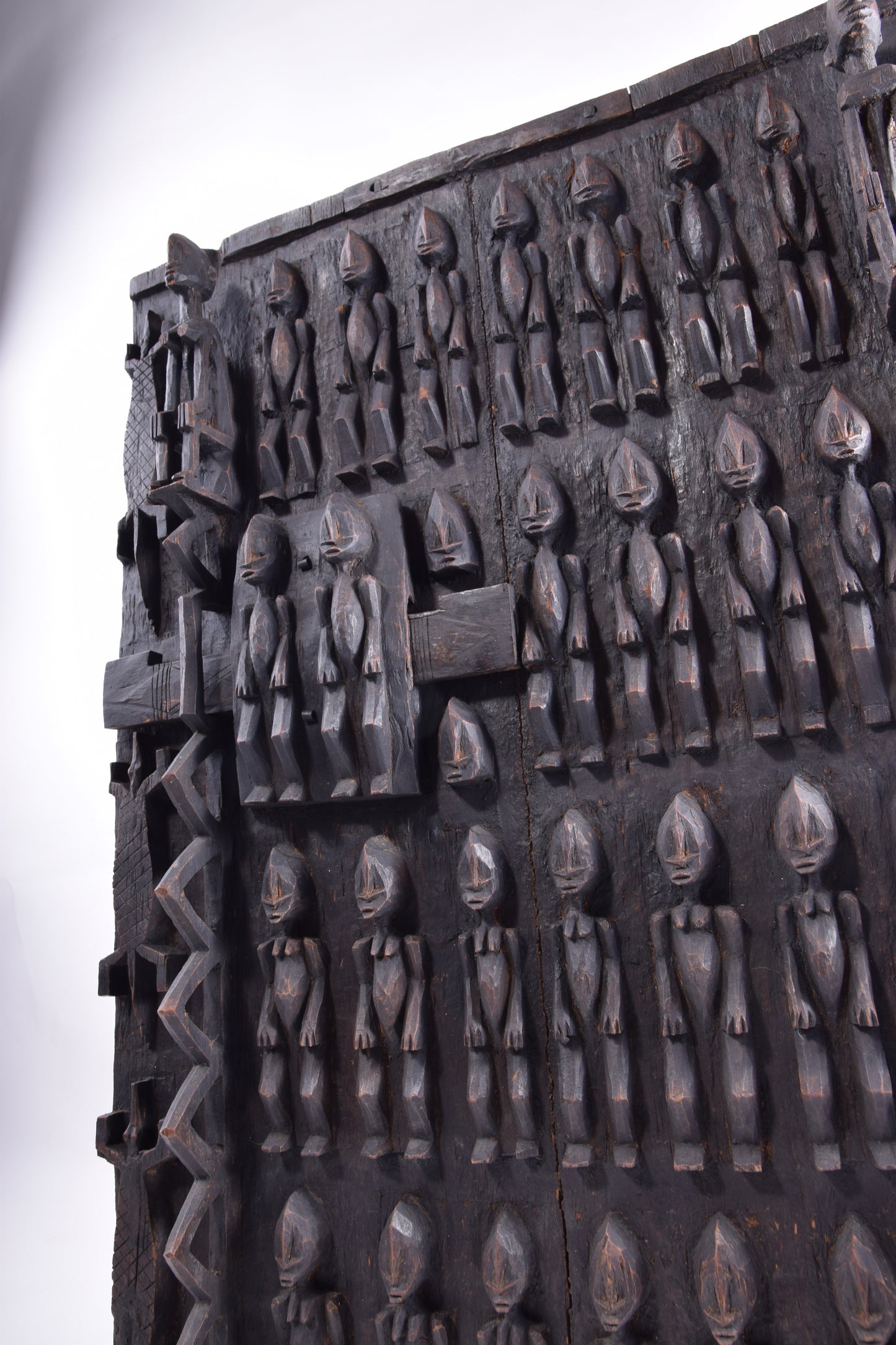 Drzwi rzeźbione Dogon Mali duże piękne w trówymiarze XX w 80x56x8cm