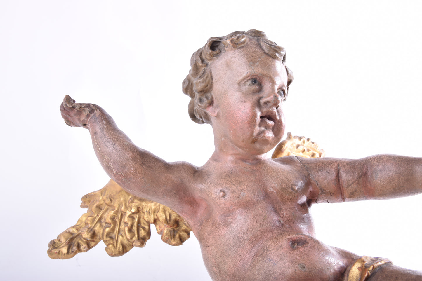 Anioł barokowy putto , drewno XVIII/pocz XIX wieku 40 cm