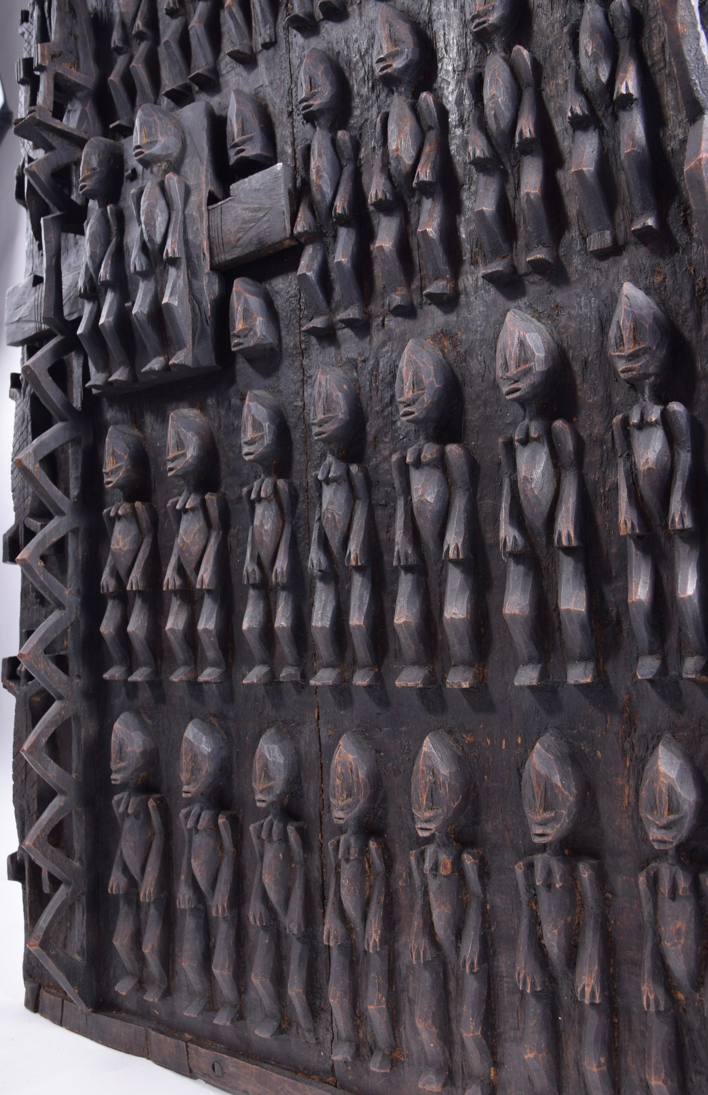 Drzwi rzeźbione Dogon Mali duże piękne w trówymiarze XX w 80x56x8cm