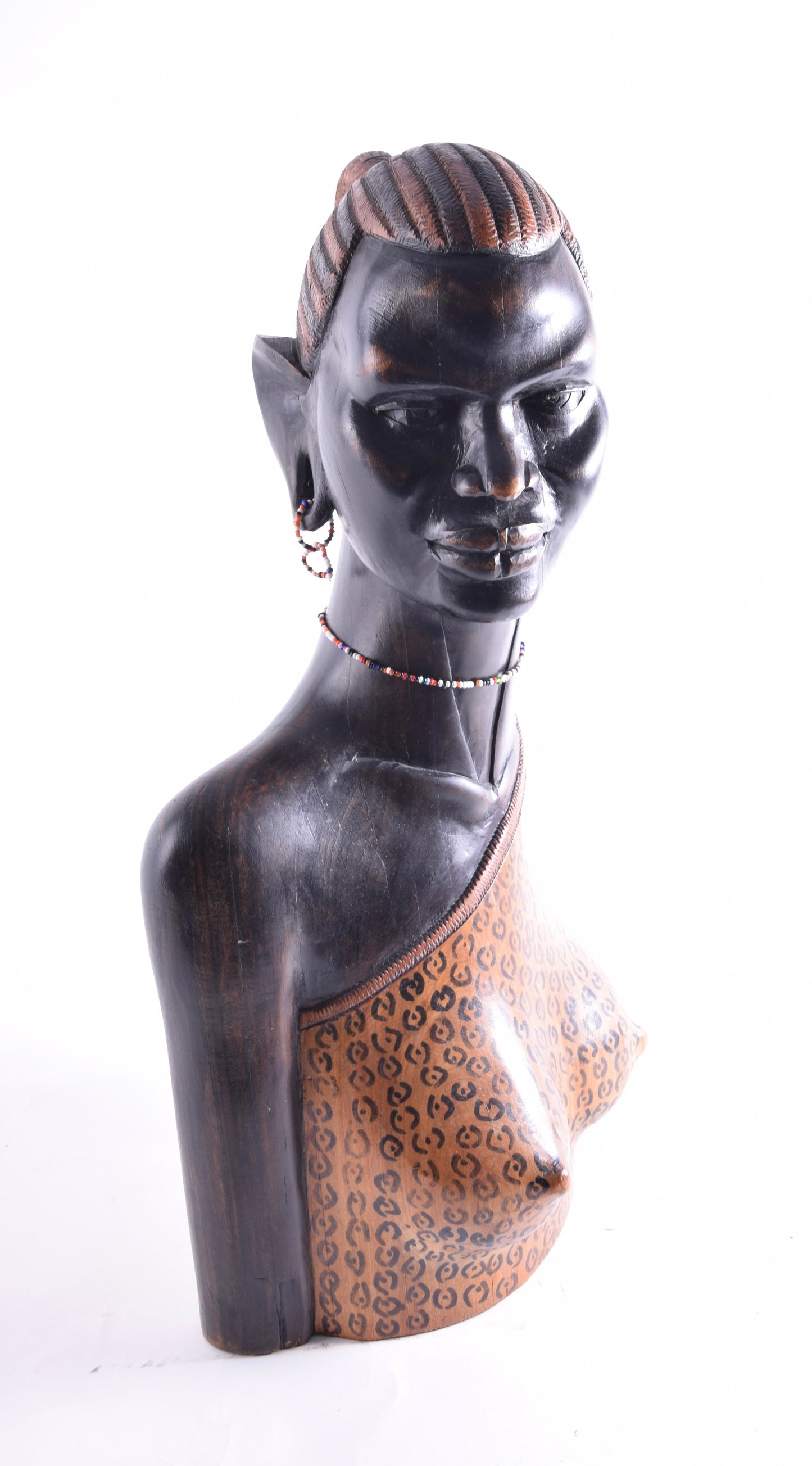Sztuka Afryki Masajka popiersie galeryjne heban XX wiek 49x23 cm