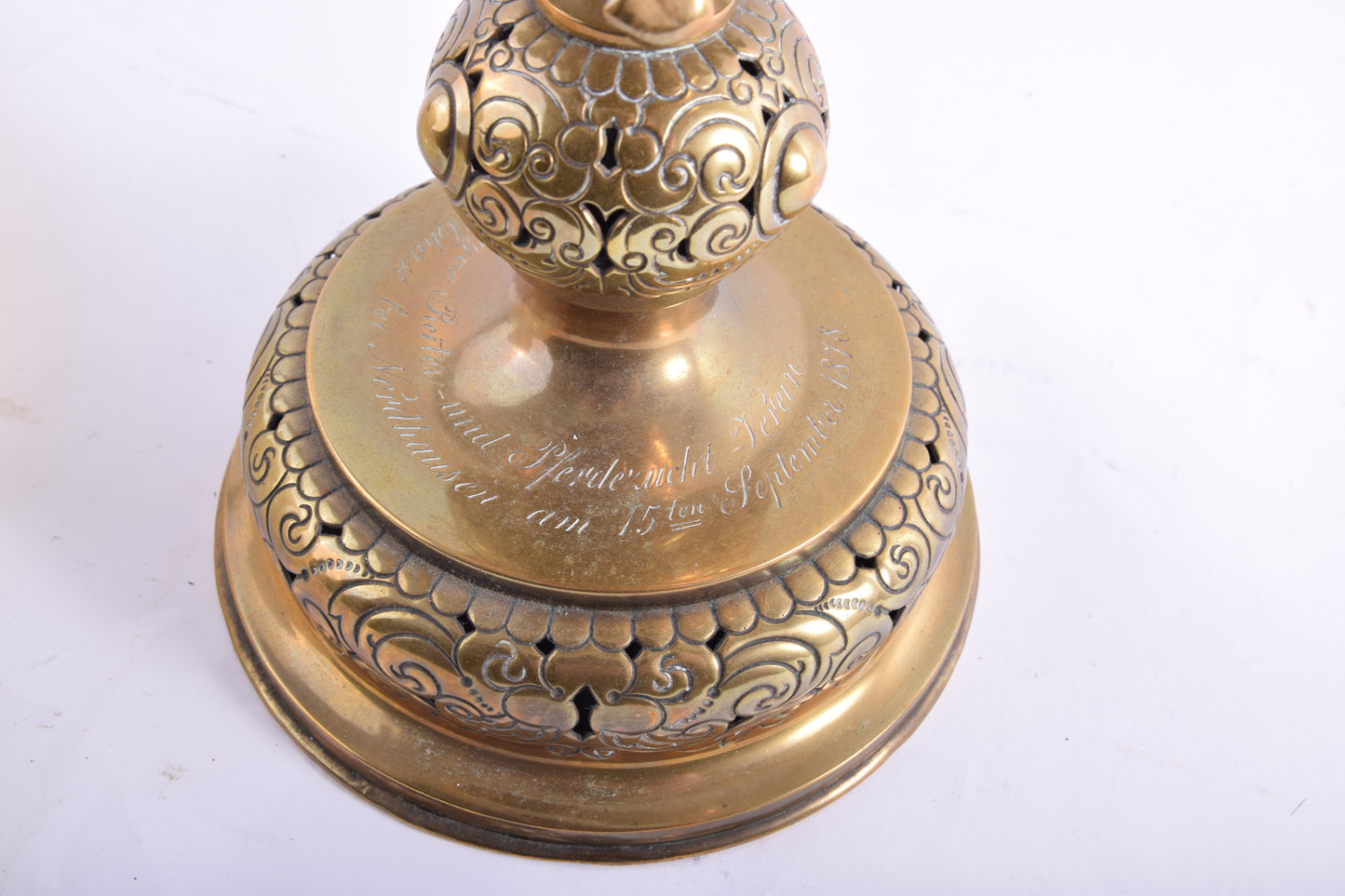 Antyczna lampa naftowa Kosmos – Eckel & Glinicke – z dedykacją z 1875 r.