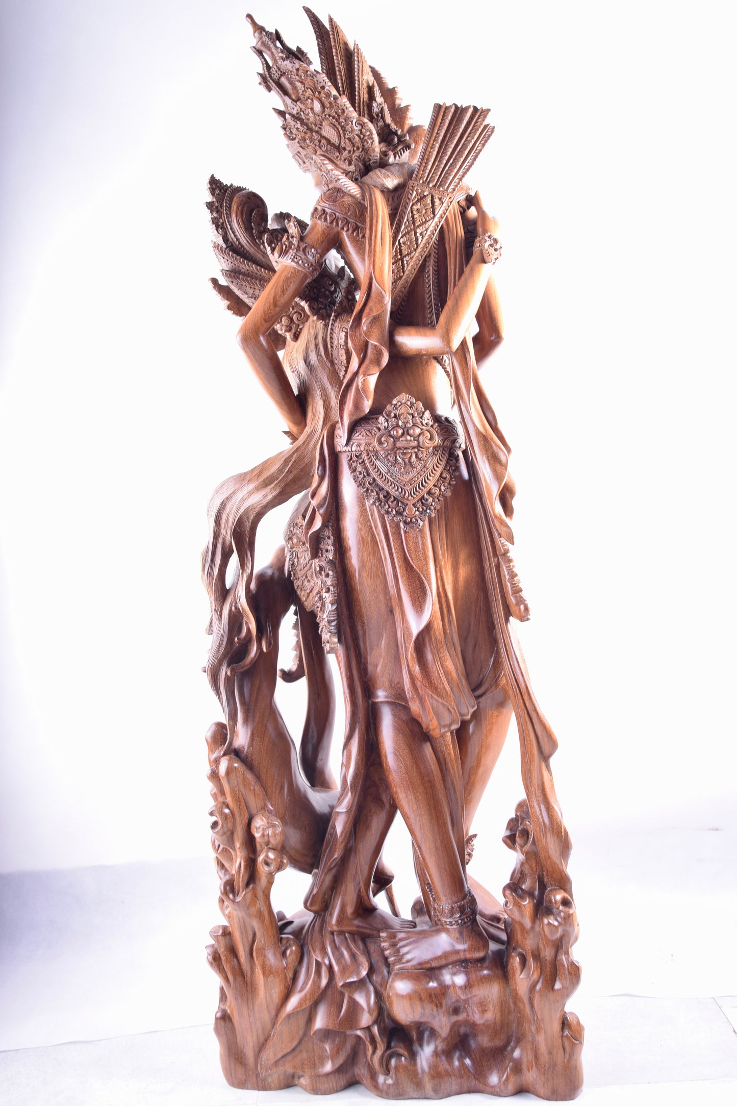 Rama i Sita rzeźba z Bali duża wysoka figura drewno 130 cm x 42 cm XX wiek