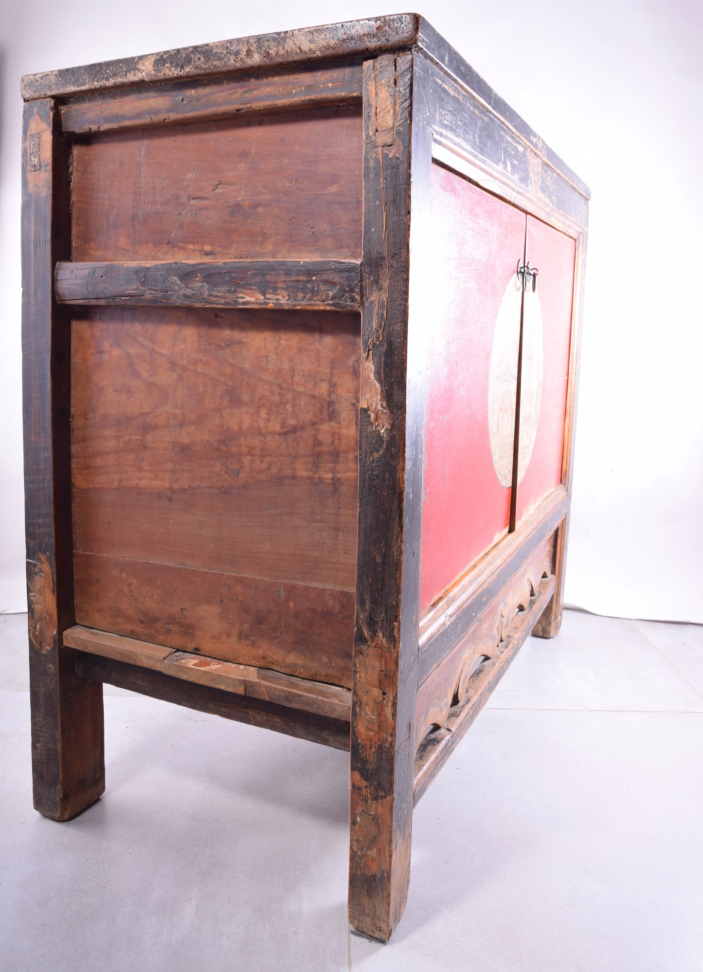 Sztuka Chin oryginalna komoda w pięknej czerwieni 97x97x47 cm
