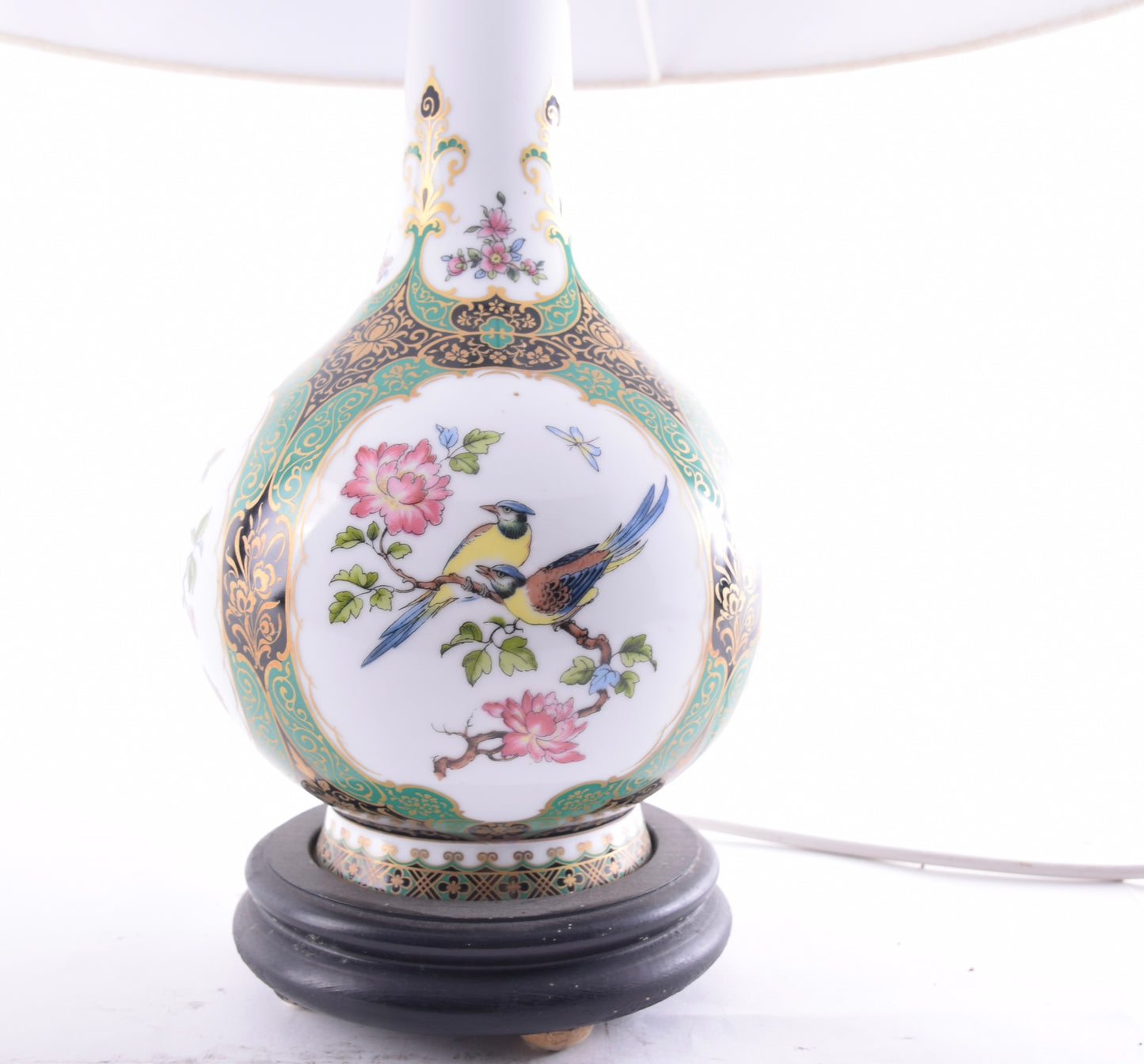 Lampa stołowa z ptakami połowa XX wieku 52x40 cm