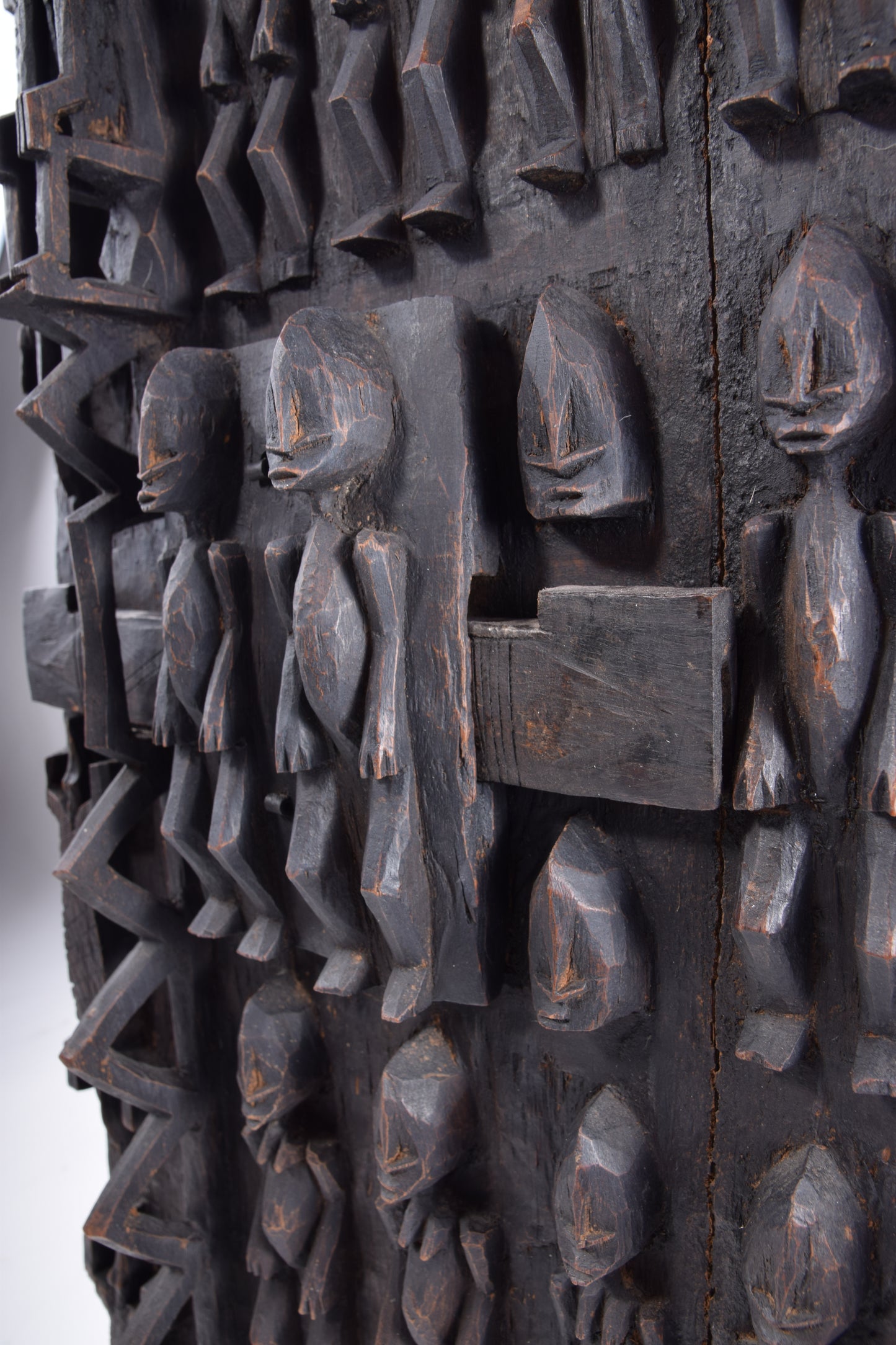 Drzwi rzeźbione Dogon Mali duże piękne w trówymiarze XX w 80x56x8cm