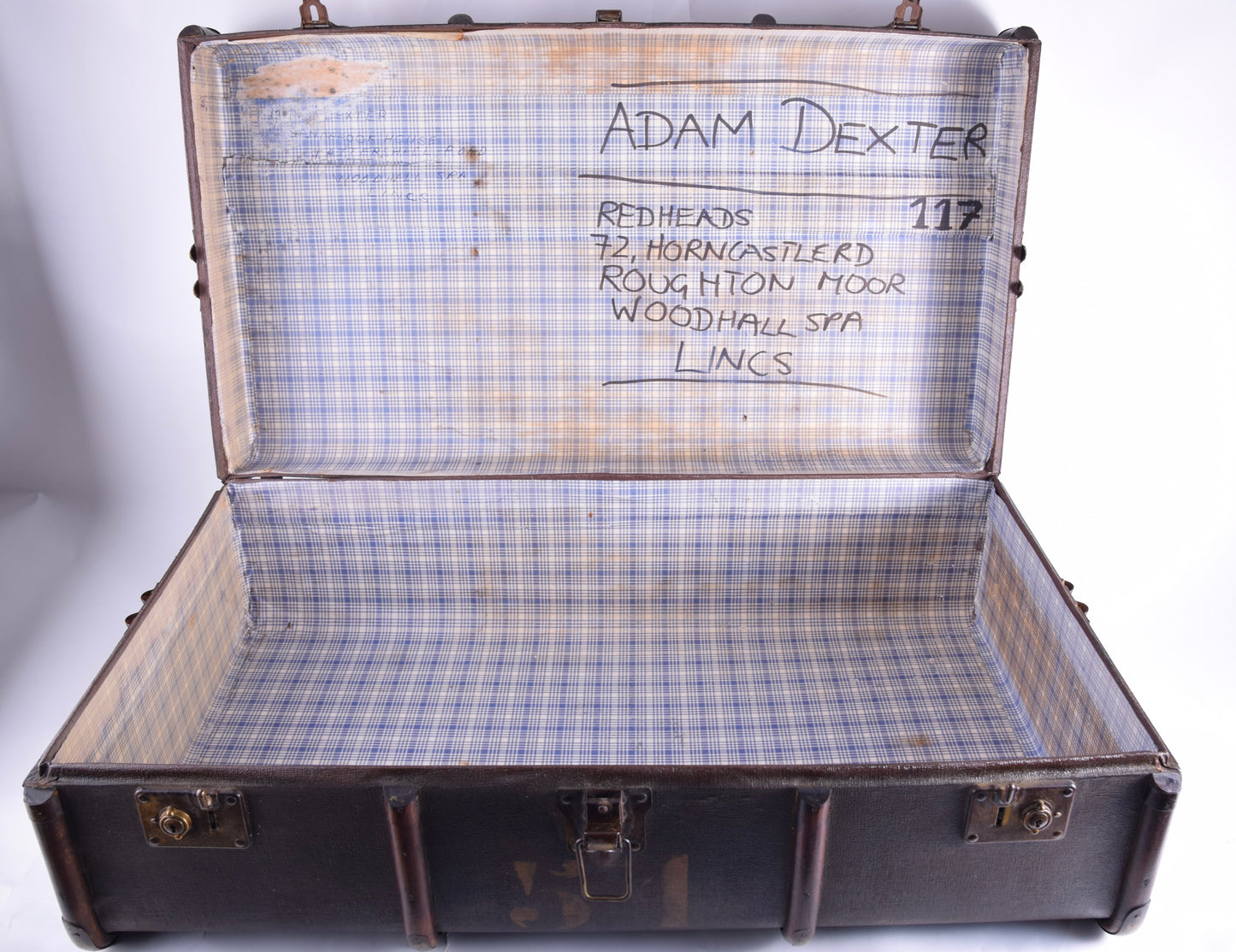 Stara walizka podróżna oryginał brąz Overpond 92x52x32 cm