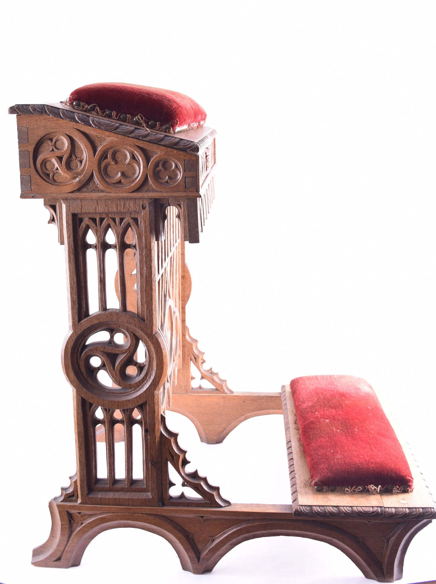 Neogotycki klęcznik kościelny XIX w. – rzeźbiony, oryginał 84x55x74cm
