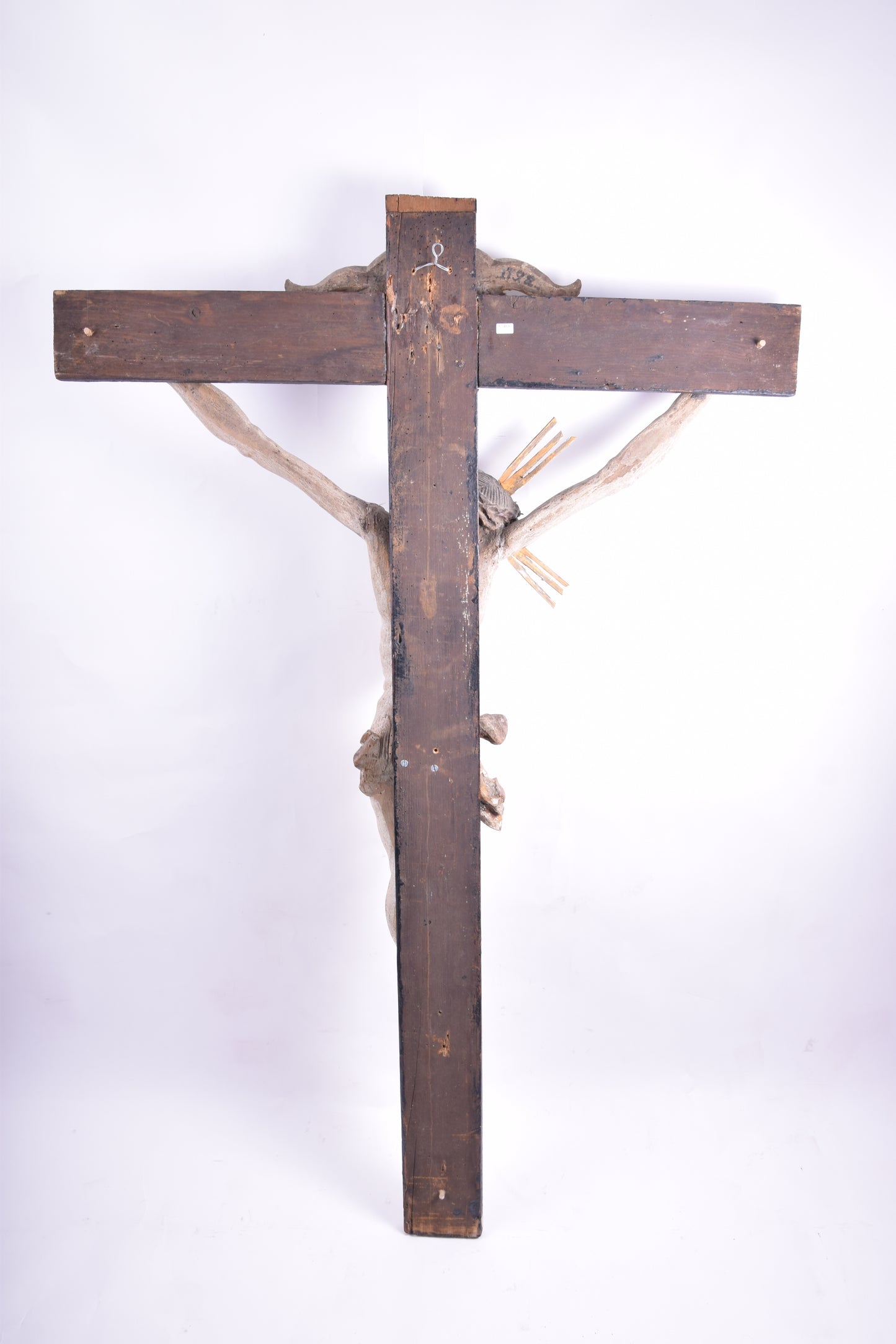 Duży krzyż Chrystus na krzyżu rewelacyjna rzeźba XIX wiek 124 cm