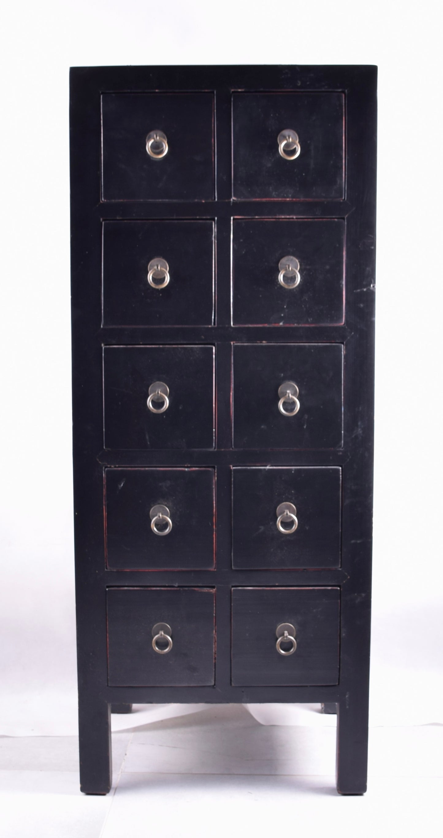 Sztuka Chin smukła komoda 10 szuflad czarna XXw 116x47x40cm