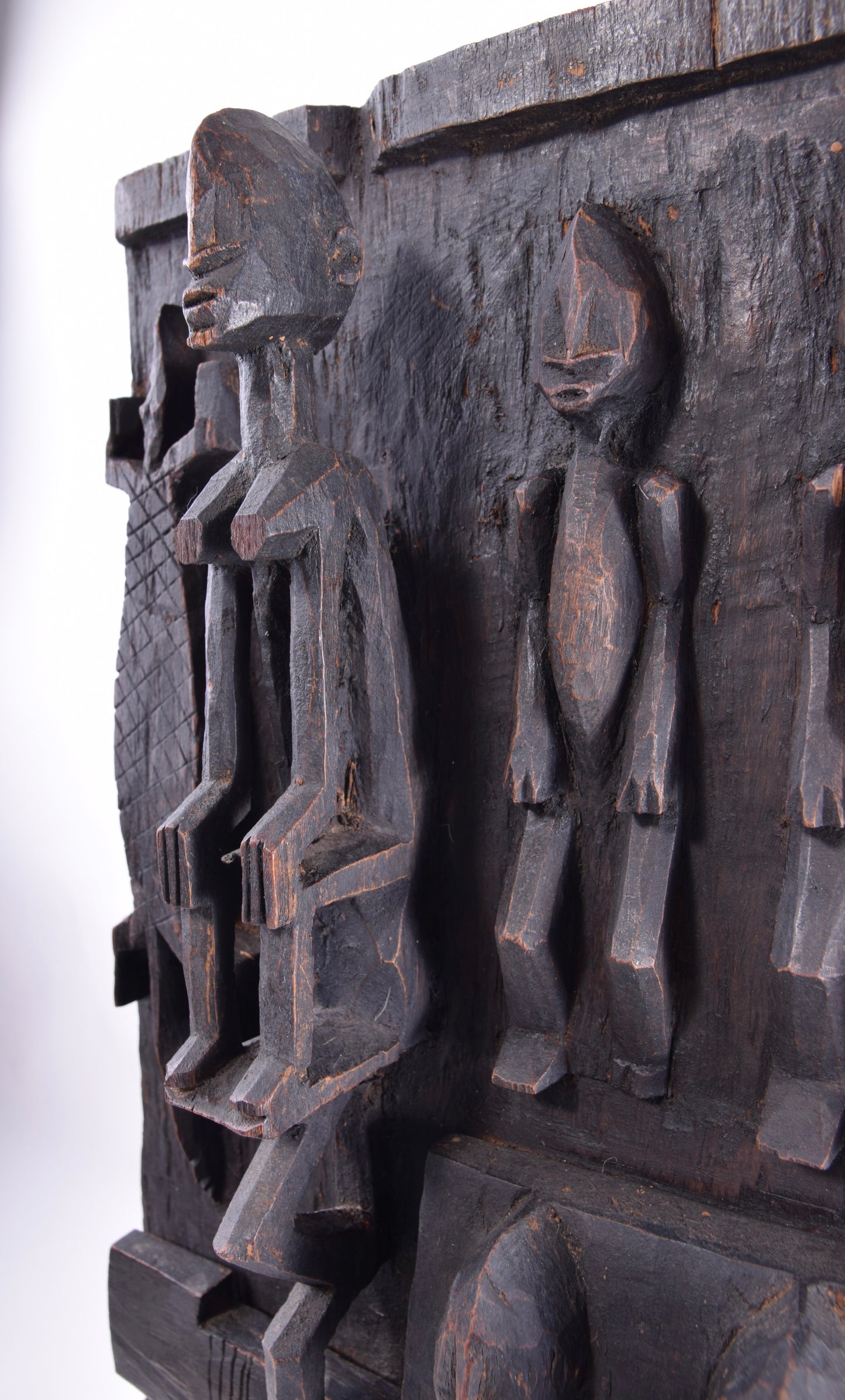 Drzwi rzeźbione Dogon Mali duże piękne w trówymiarze XX w 80x56x8cm