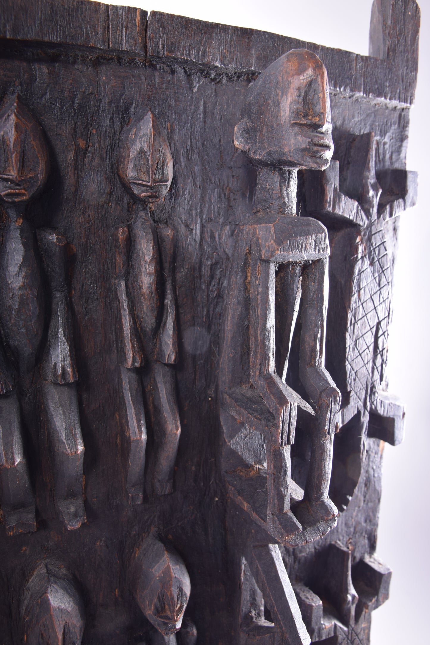 Drzwi rzeźbione Dogon Mali duże piękne w trówymiarze XX w 80x56x8cm