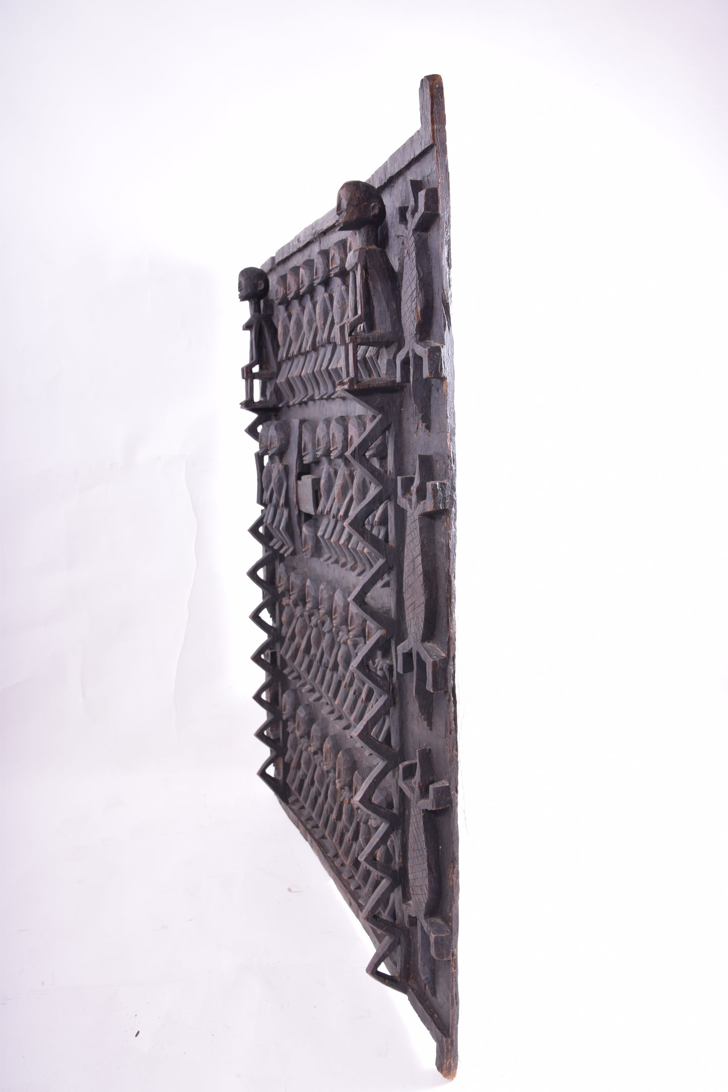 Drzwi rzeźbione Dogon Mali duże piękne w trówymiarze XX w 80x56x8cm