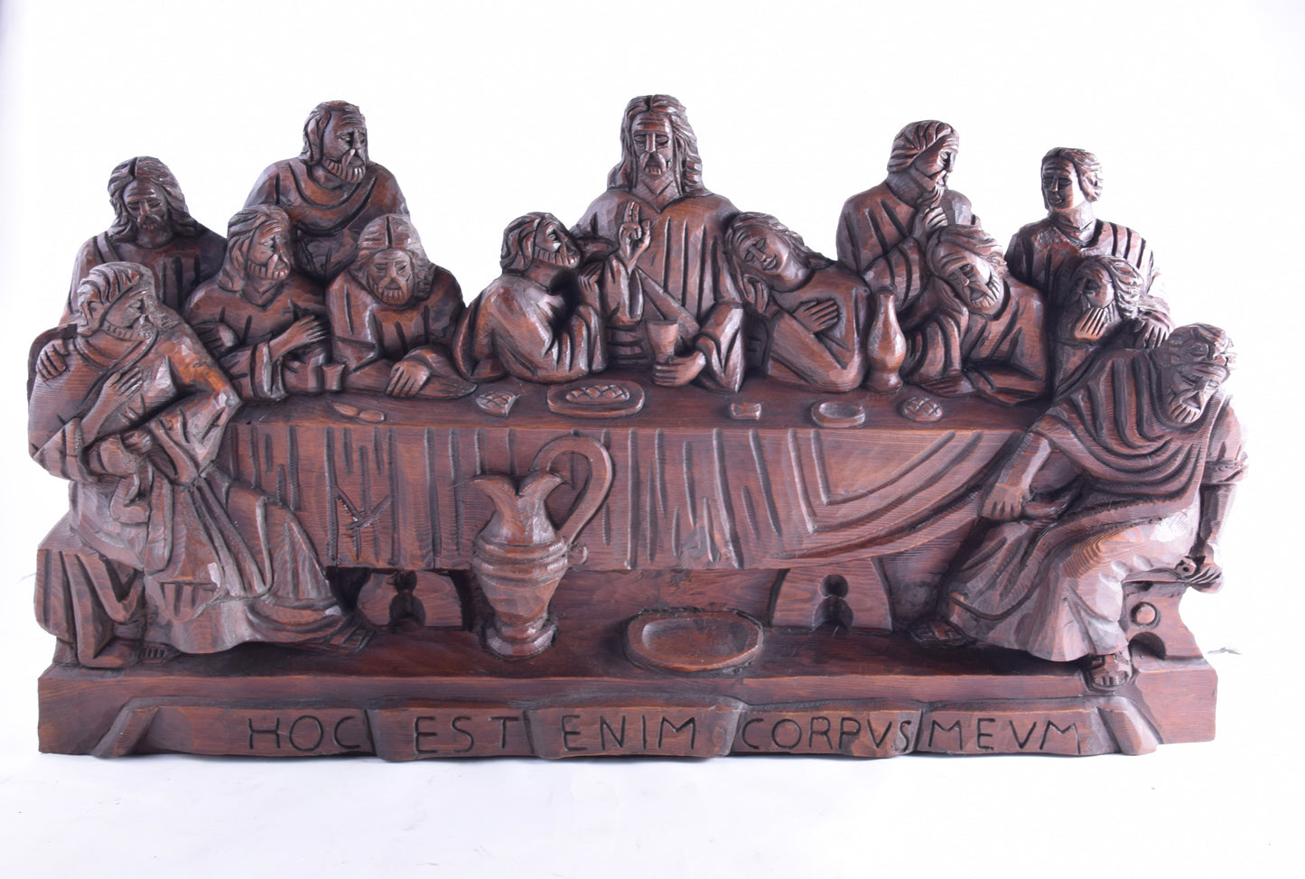 Ostatnia wieczerza płaskorzeźba drewno XX wiek 73x40x10 cm