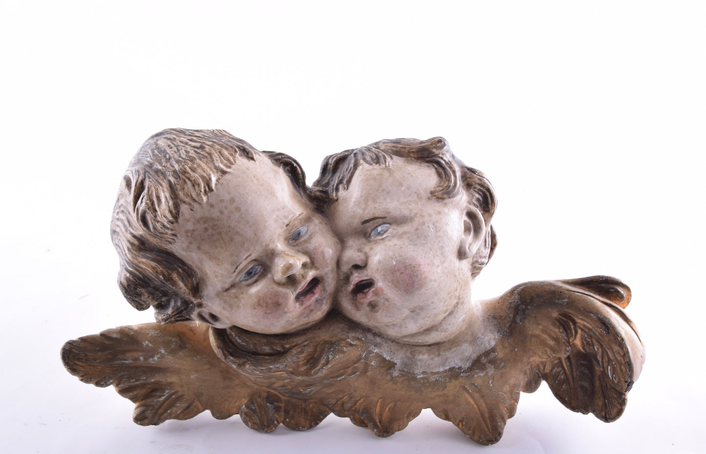 Dwa anioły barokowe do powieszenia gips II poł XX wieku 32x19x9cm