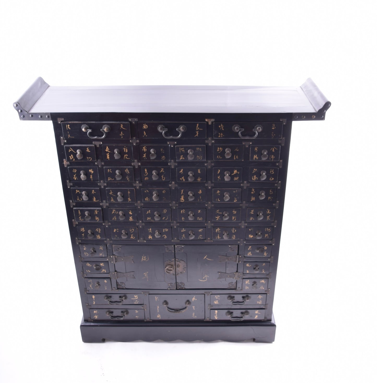 Sztuka Chin komoda apteczna czarna 44 szuflady solidne drewno 100x95x25cm