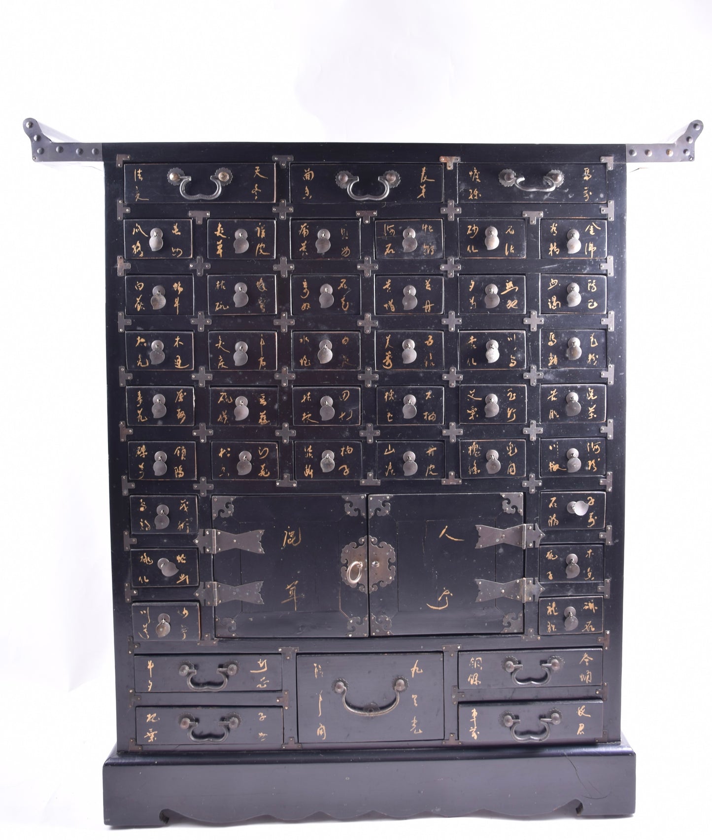 Sztuka Chin komoda apteczna czarna 44 szuflady solidne drewno 100x95x25cm