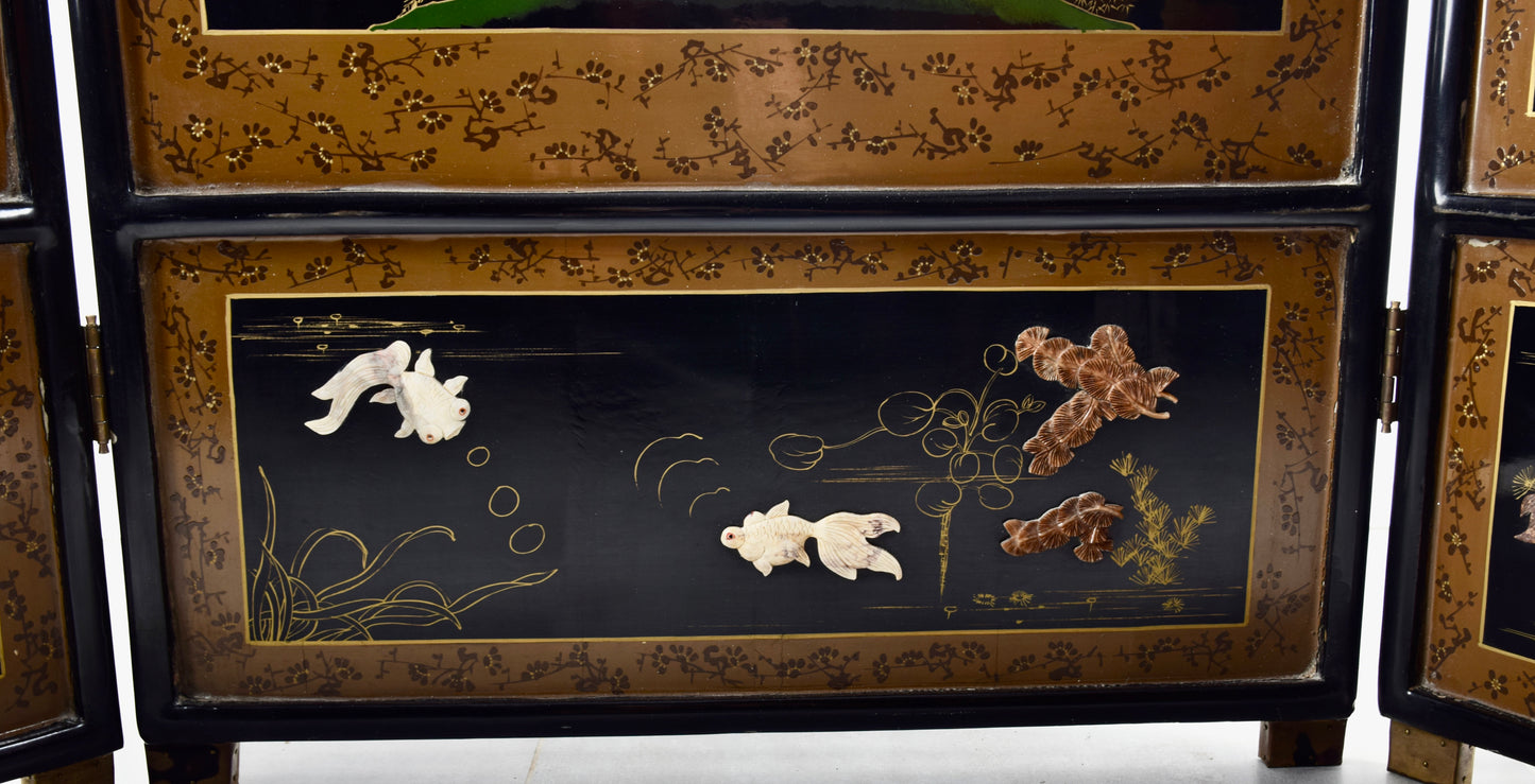 Orientalny niski parawan bogato zdobiony 118x144x3 cm