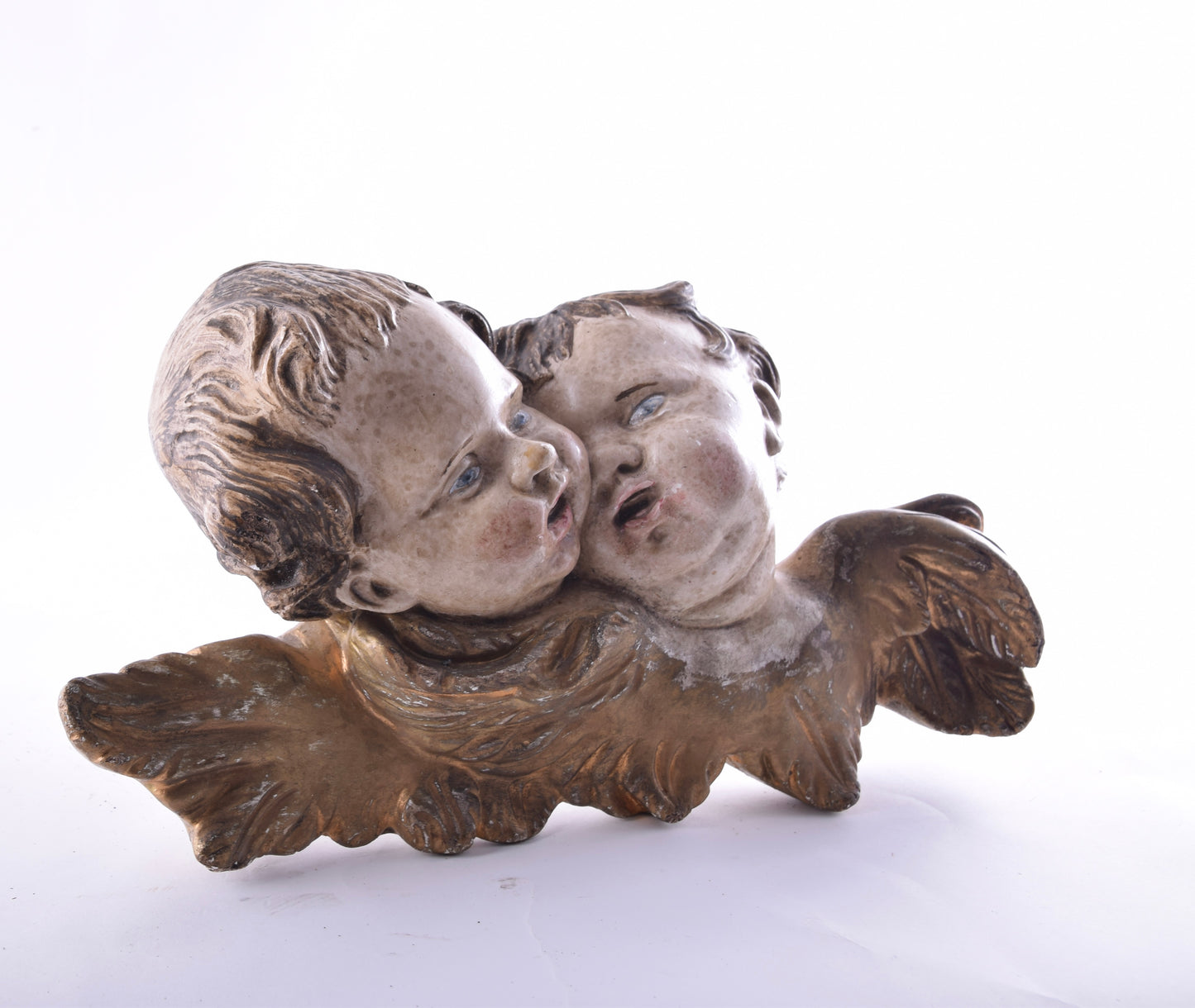 Dwa anioły barokowe do powieszenia gips II poł XX wieku 32x19x9cm