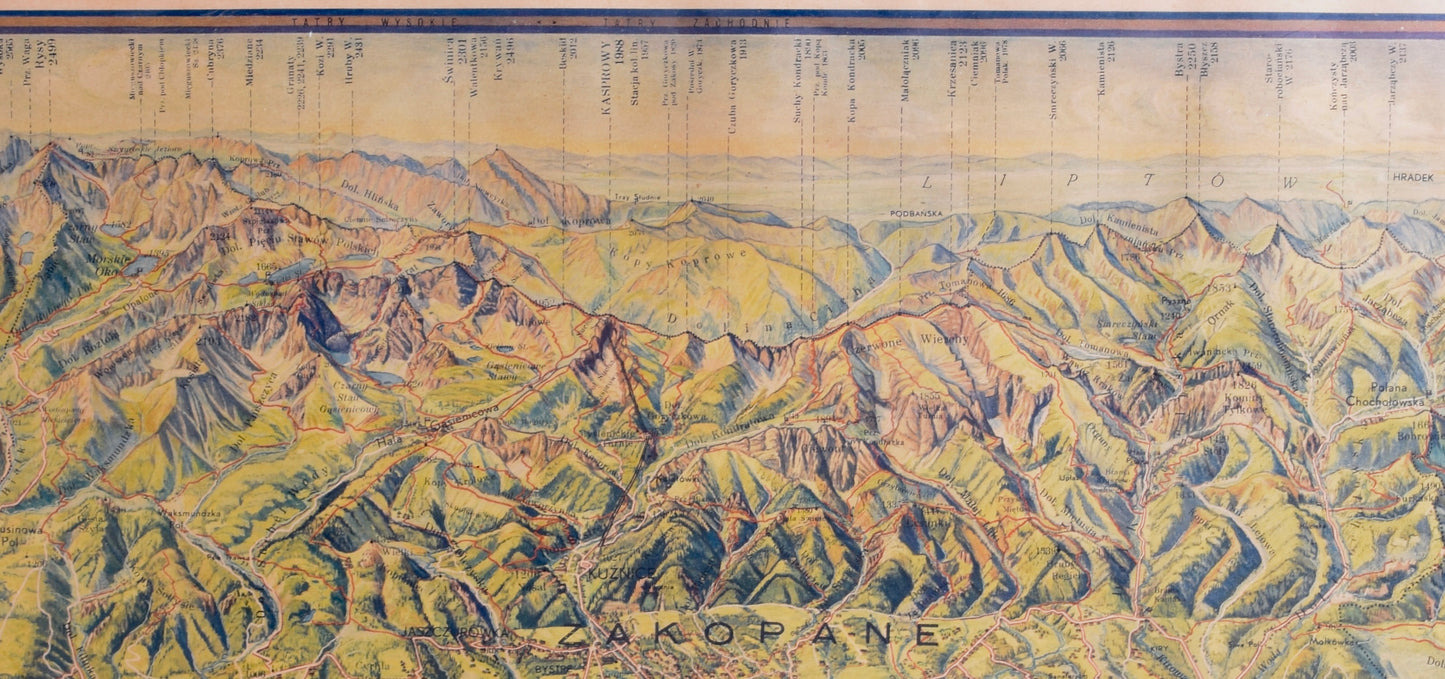 Mapa Tatr 1930 rok Tadeusz Zwoliński
