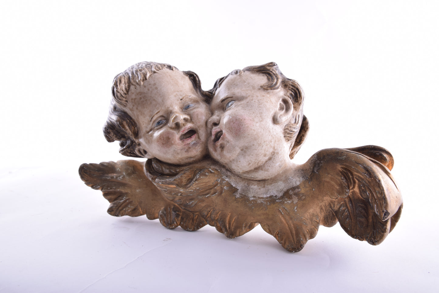 Dwa anioły barokowe do powieszenia gips II poł XX wieku 32x19x9cm