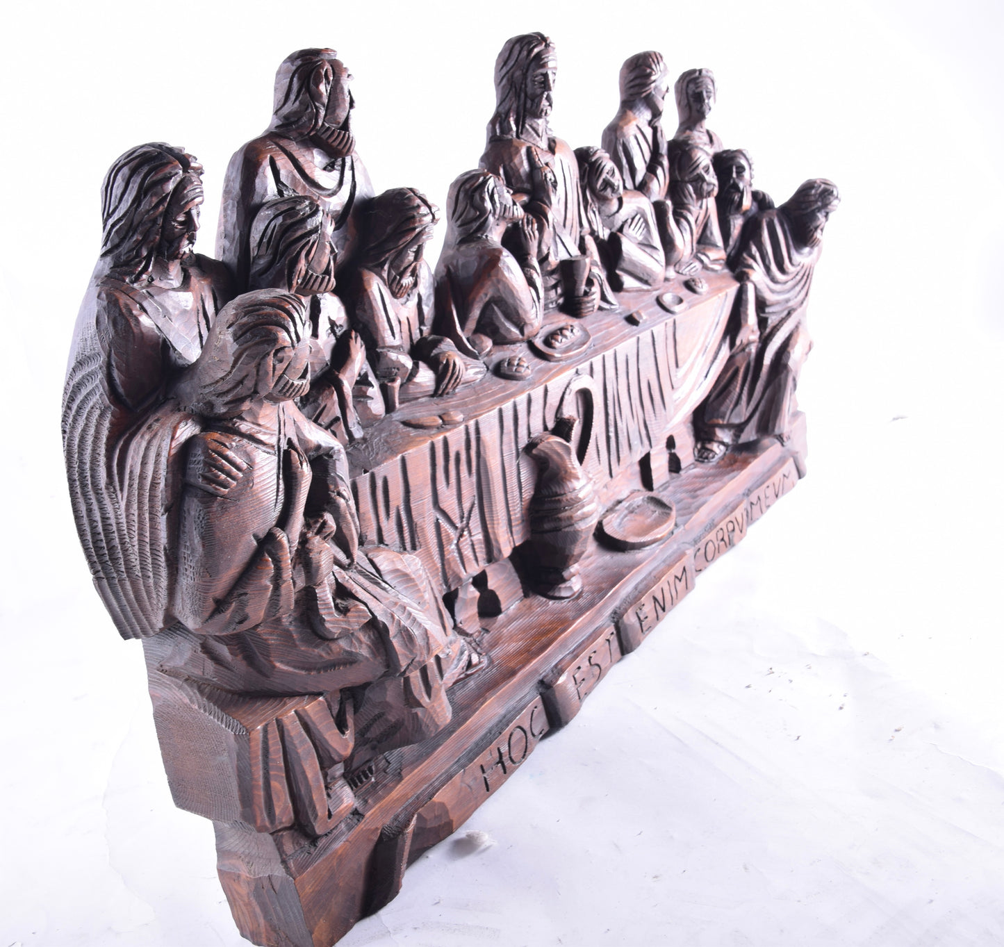 Ostatnia wieczerza płaskorzeźba drewno XX wiek 73x40x10 cm