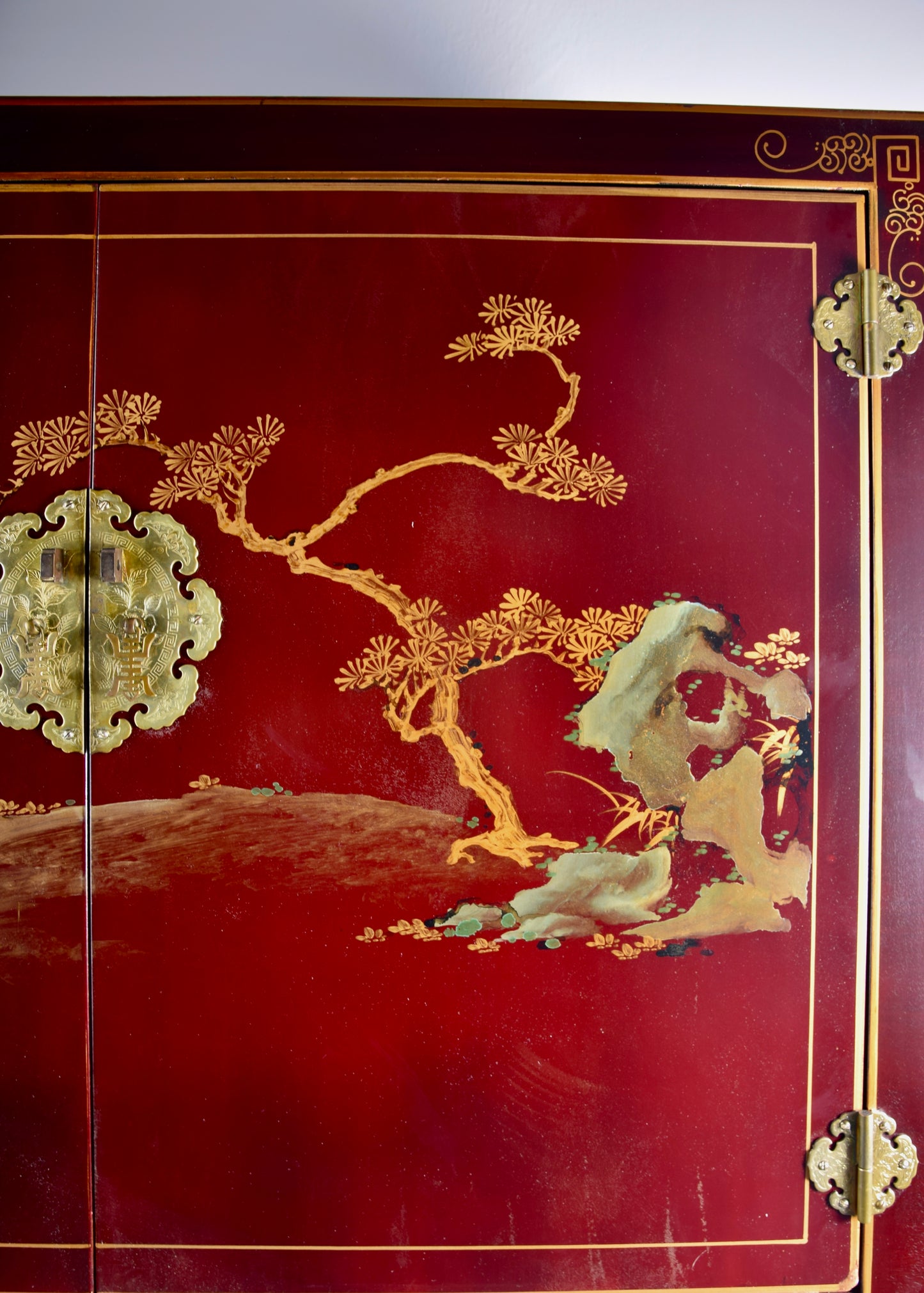 Szafa bordo ręcznie malowana Chiny pięknie dekorowana 146x100x50cm