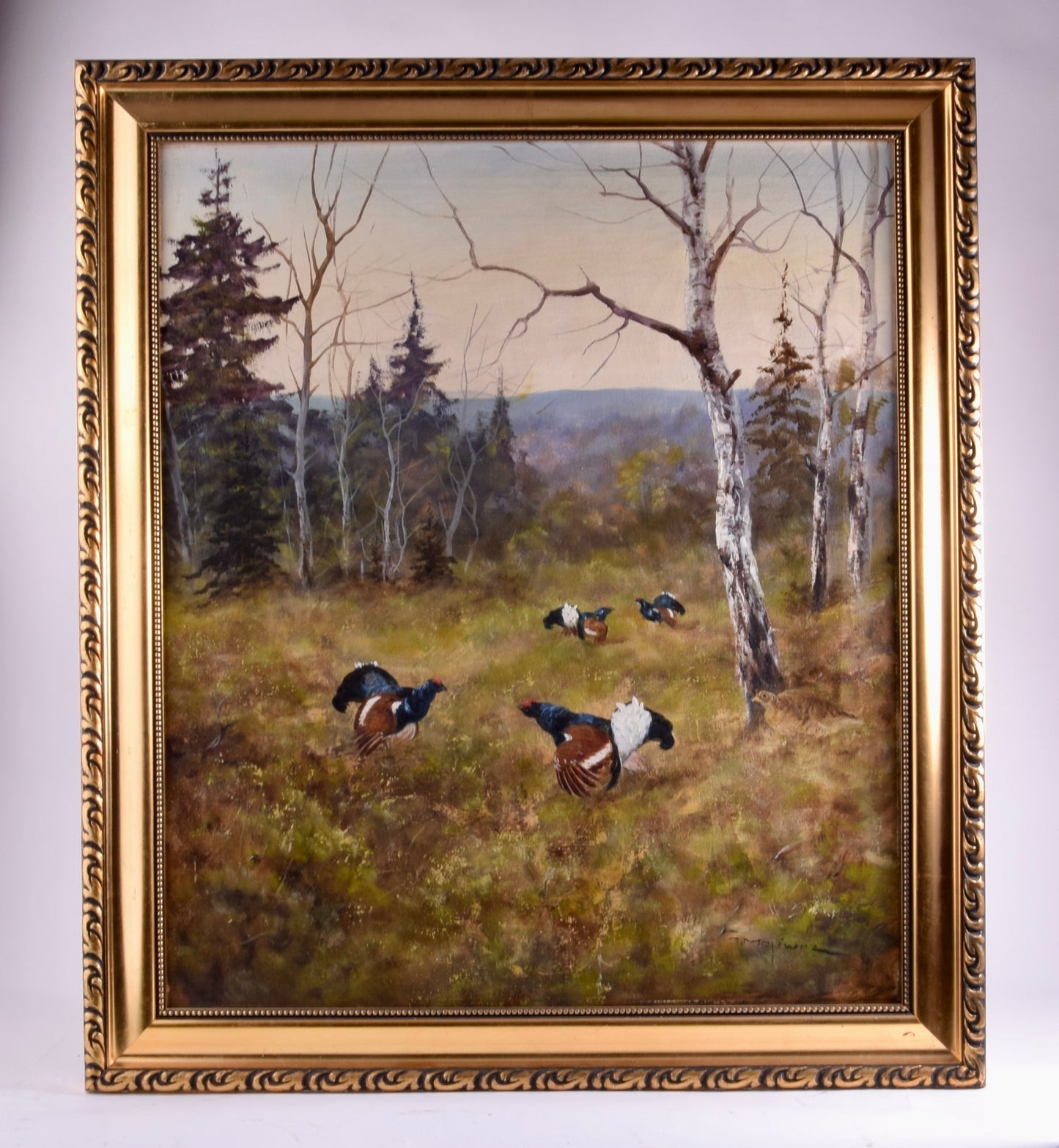 Georg Majewicz Głuszce w naturalnym środowisku olej na płótnie 82x72 cm
