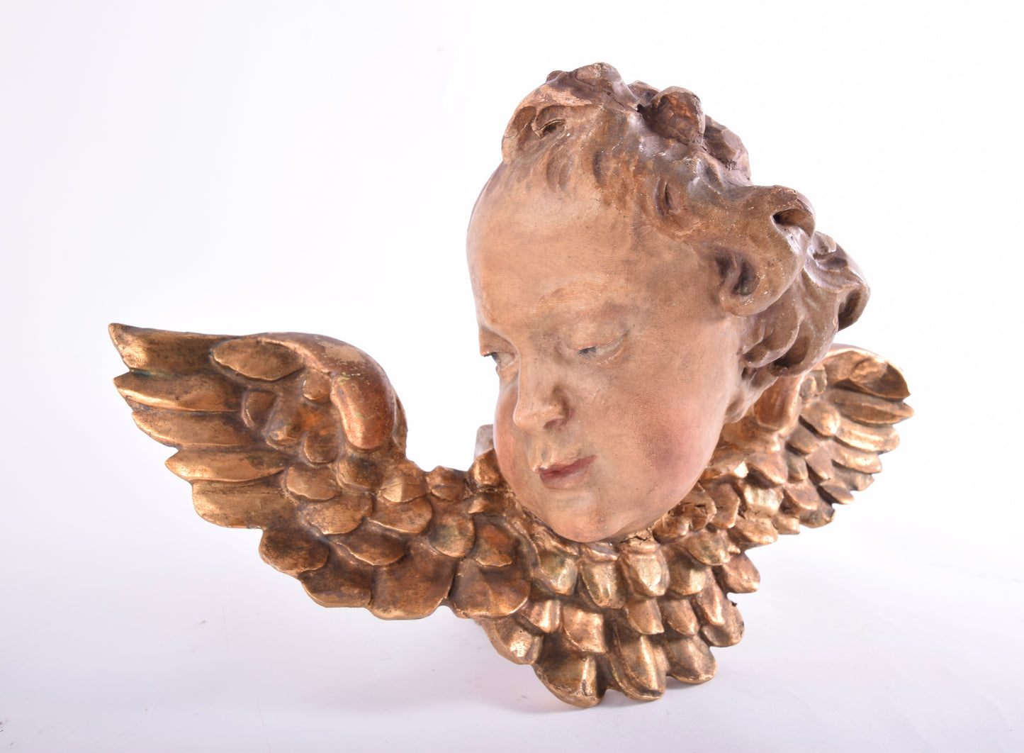 Głowa anioła barokowa do powieszenia II poł XIX wieku 33x22 x14cm