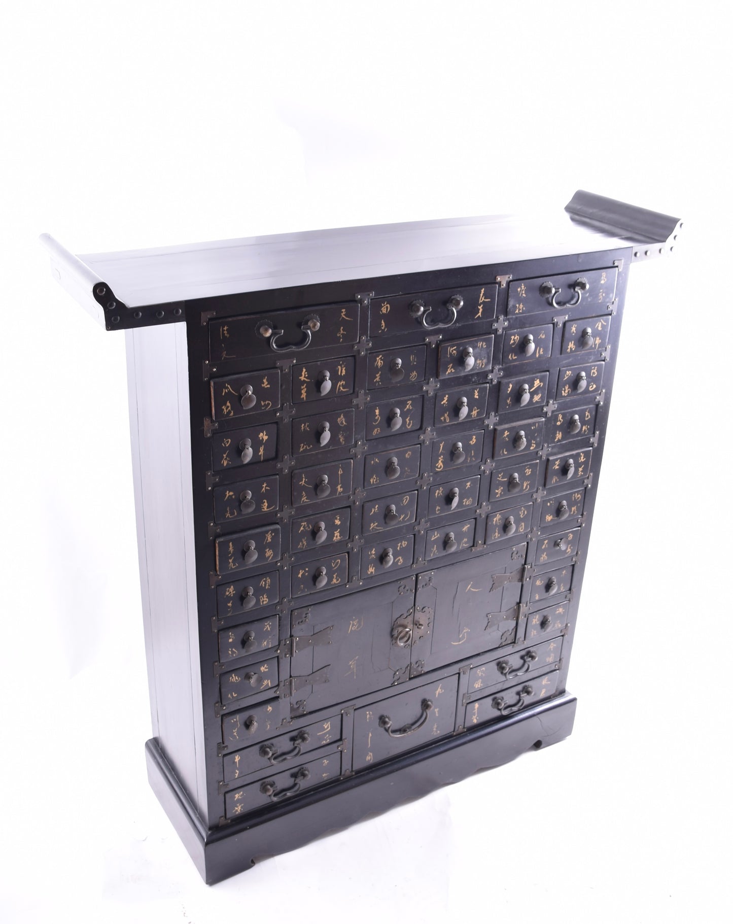 Sztuka Chin komoda apteczna czarna 44 szuflady solidne drewno 100x95x25cm