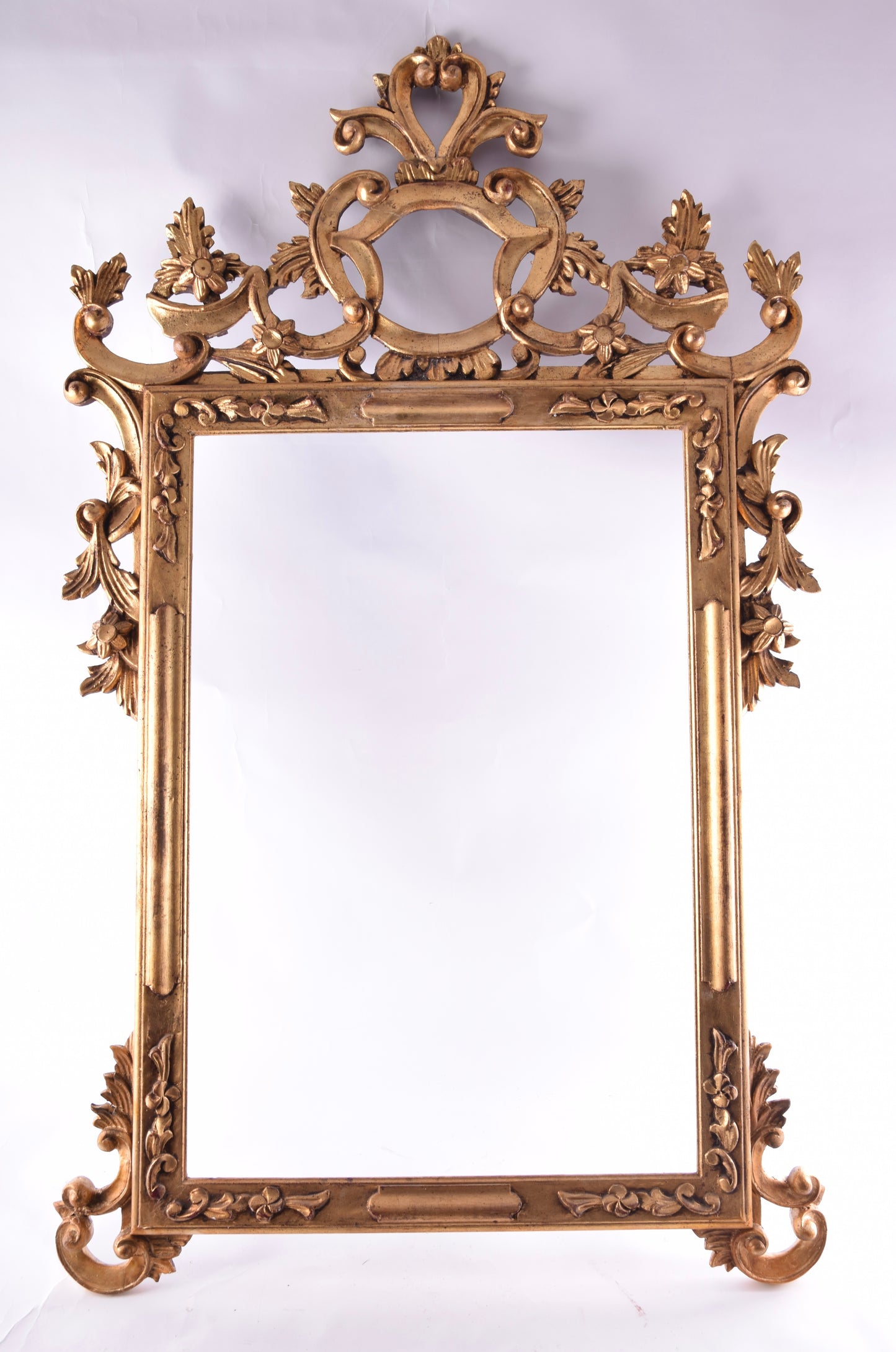 Lustro złote barokowe dekoracyjne w drewnianej ramie XIX/XX w 123x73cm