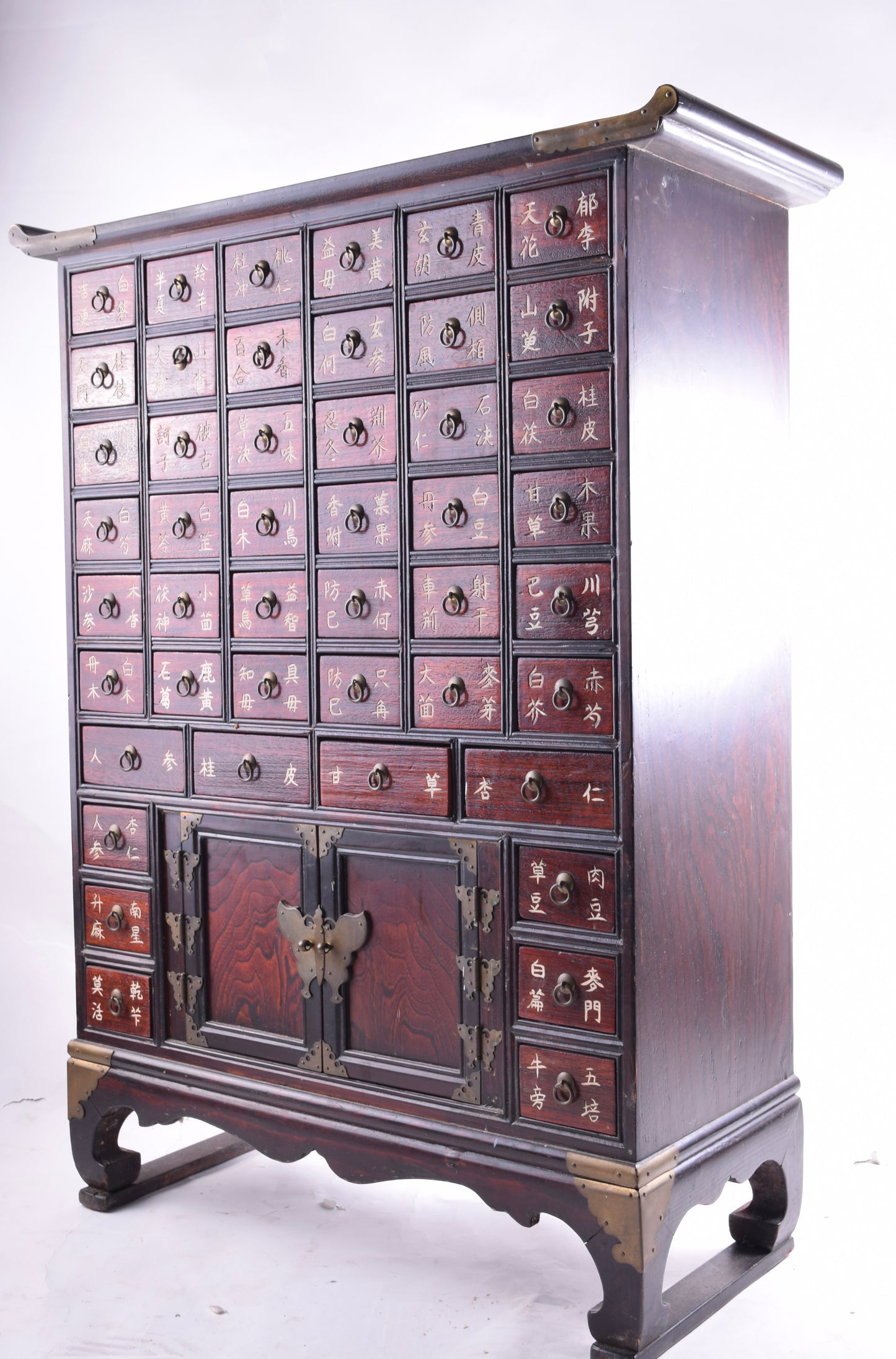 Sztuka Chin komoda apteczna czarna 46 szuflad solidne drewno 97x74x30cm